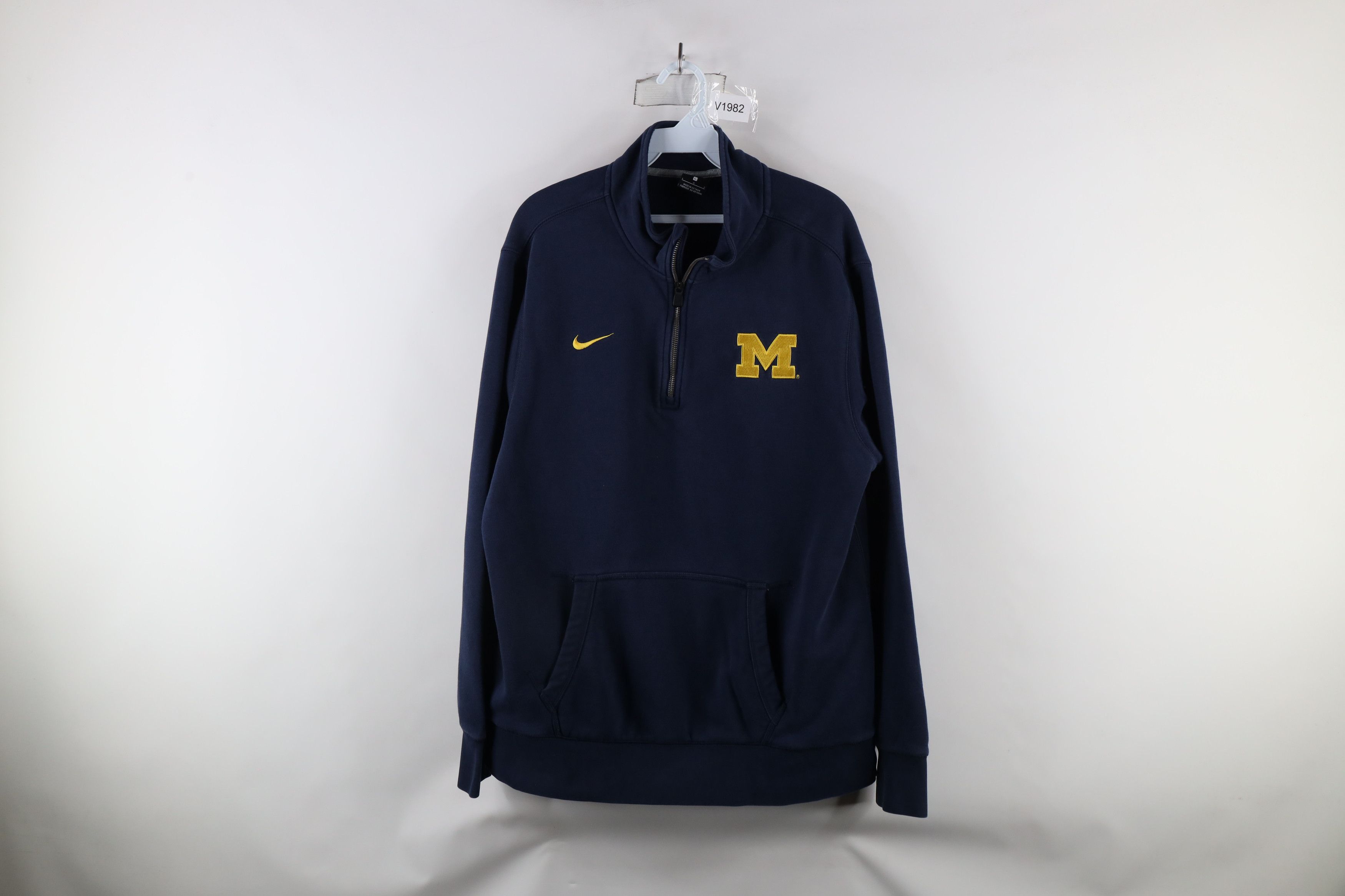 Nike × Vintage Vintage Nike Swoosh University Michigan Half Zip Sweatshirt Size US L / EU 52-54 / 3 - 1 Thumbnail