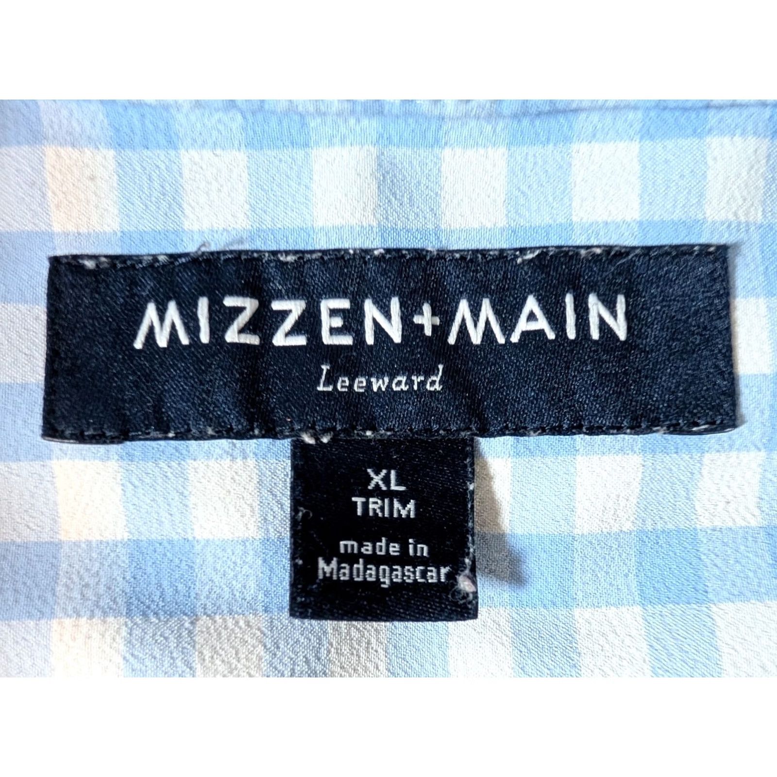 Mizzen+Main Mizzen+Main Leeward Trim Fit Gingham Check Performance Dress Shirt Blue Men's XL Size 46R - 3 Thumbnail