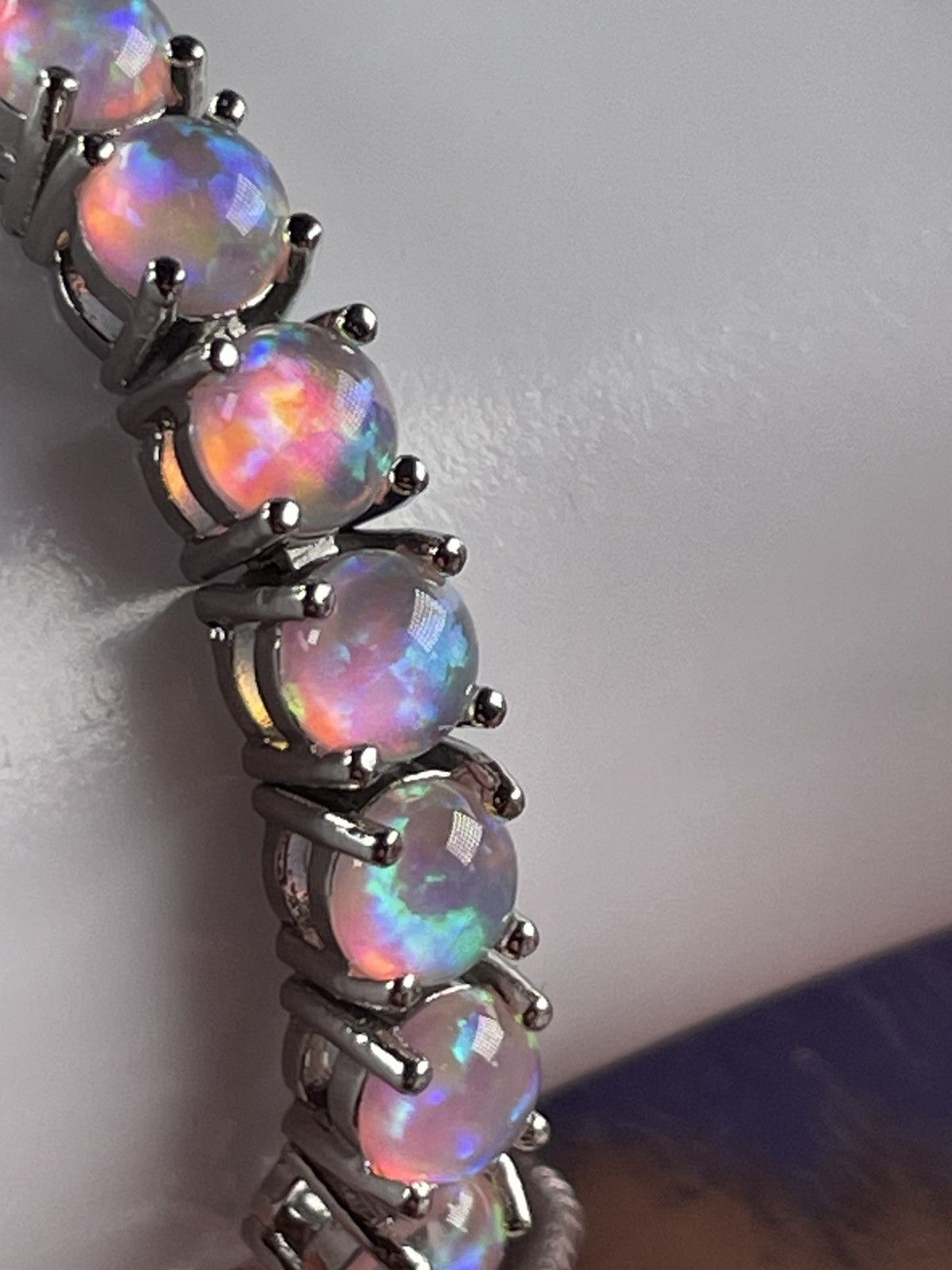Other Genuine Ethiopian OPAL 14k White Gold plated Bolo Bracelet Size ONE SIZE - 4 Thumbnail