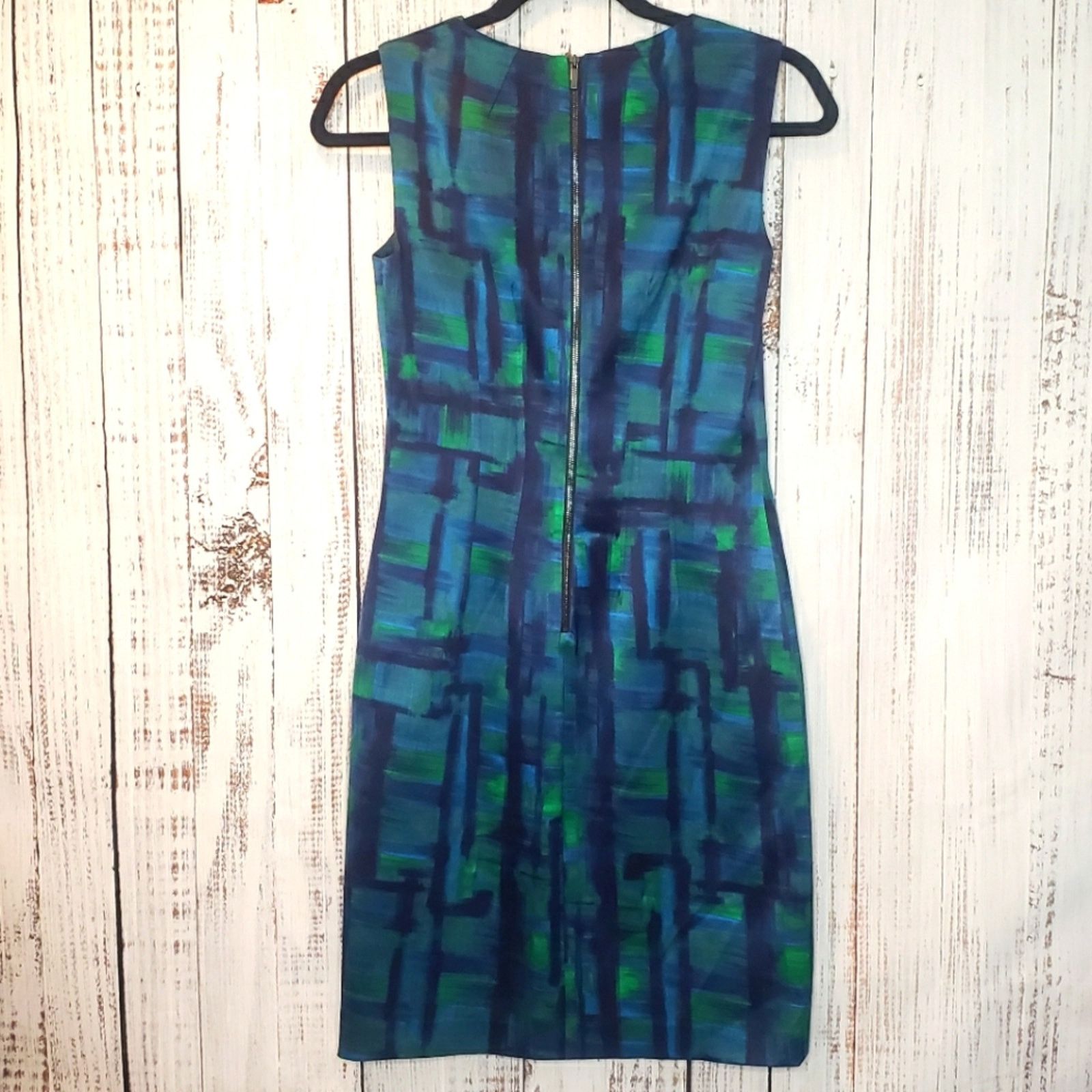 Elie Tahari EUC Elie Tahari Sz 0 Lined sateen midi dress watercolor prnt Size XS / US 0-2 / IT 36-38 - 2 Thumbnail