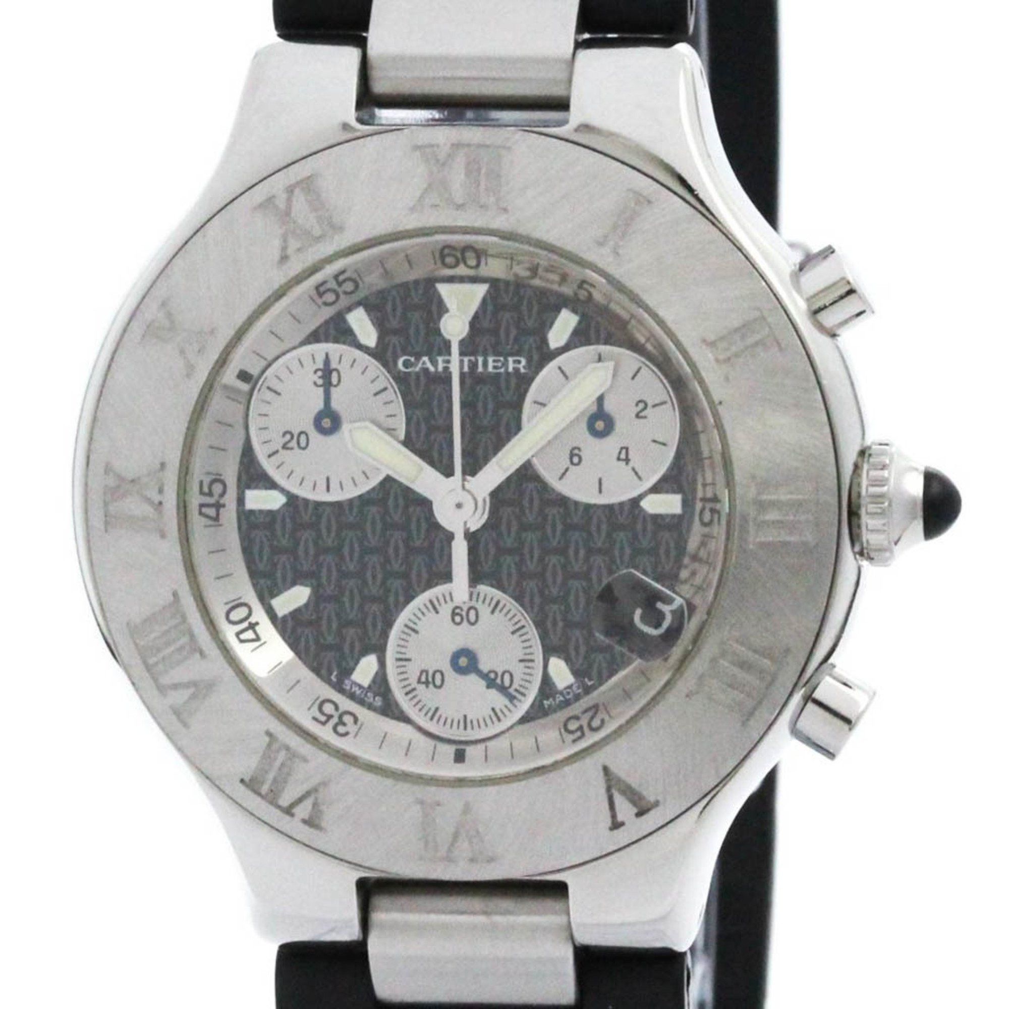 Cartier Polished CARTIER Must 21 Chronoscaph Steel Quartz Mens Watch W10125U2 BF576152 Size ONE SIZE - 1 Thumbnail