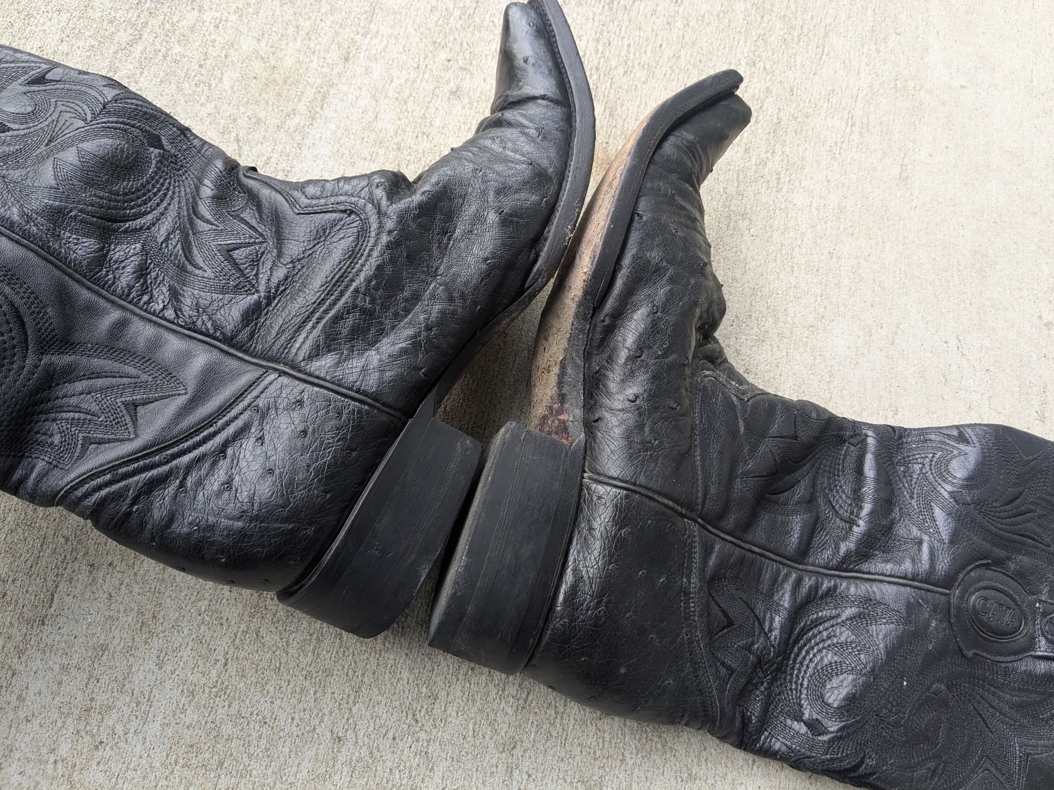 Genuine Leather Ostrich Cowboy Boots 9 Black Leather Mexico Botas Size US 9 / EU 42 - 9 Thumbnail