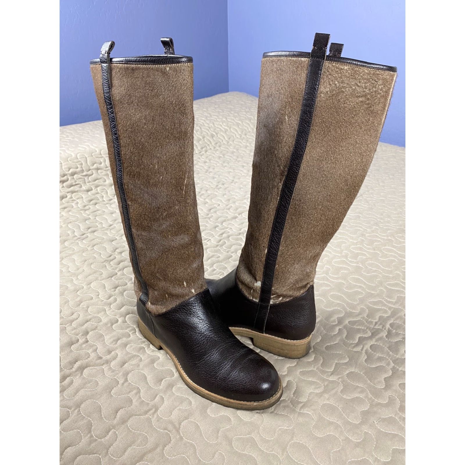 Skin VINTAGE Gunex Made In Italy Deer Skin Fur Hide Leather Riding Boots Womens Sz 6 Brown Fur Upper Lining Boots Womens US 6 Mens? Size US 6 / IT 36 - 5 Thumbnail