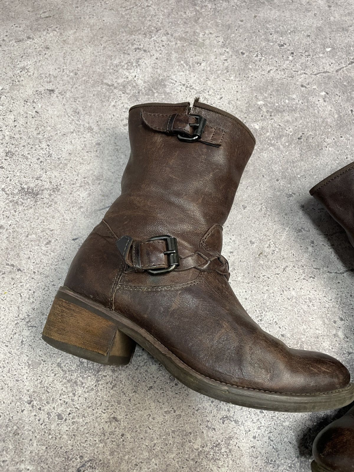 If Six Was Nine Vintage Italian AS98 Heel Leather Biker Boots In Dark Red Size US 8 / IT 38 - 3 Thumbnail