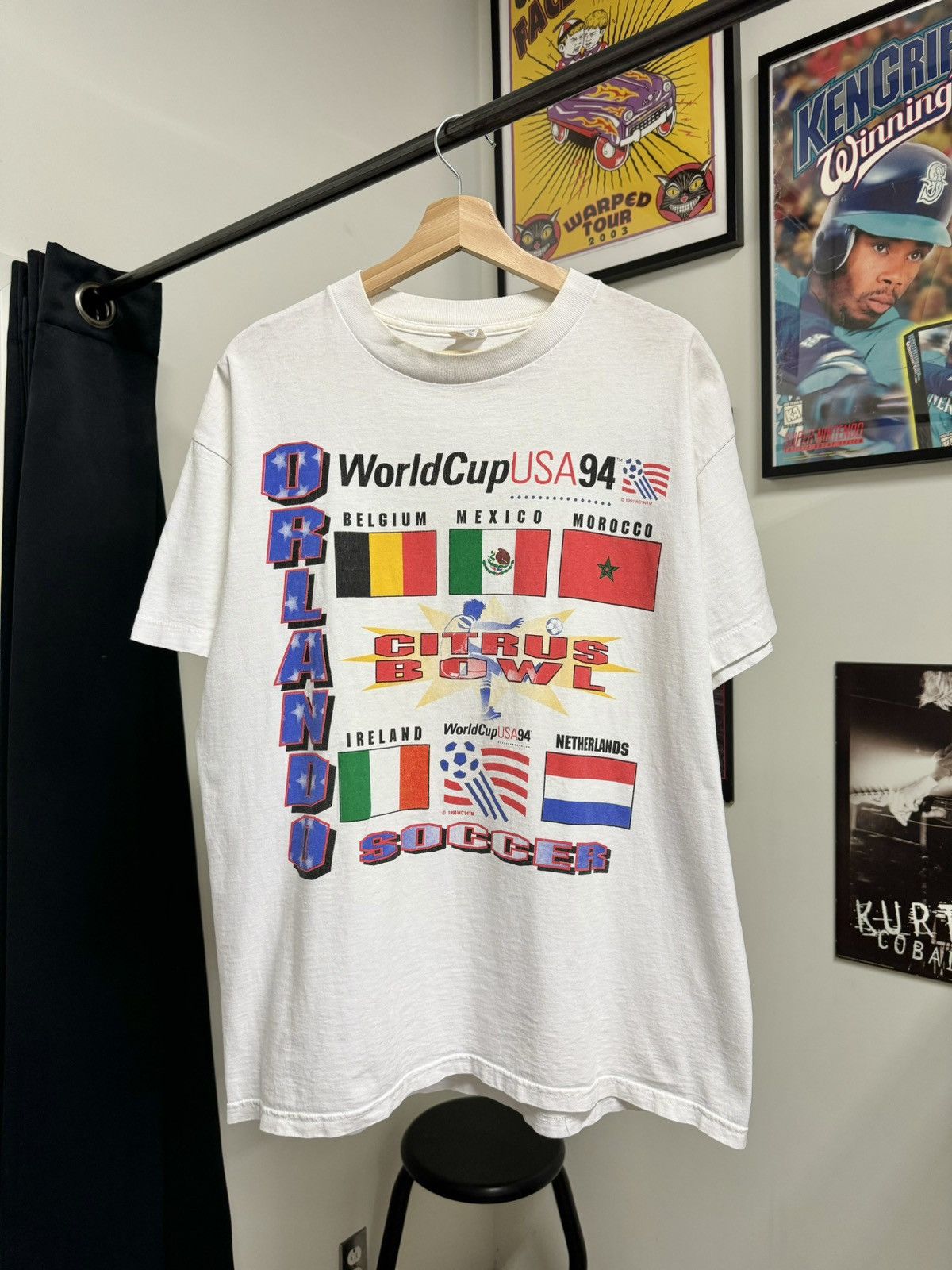 image of Vintage 1991 World Cup Usa 94 Orlando Soccer T-Shirt in White, Men's (Size XL)