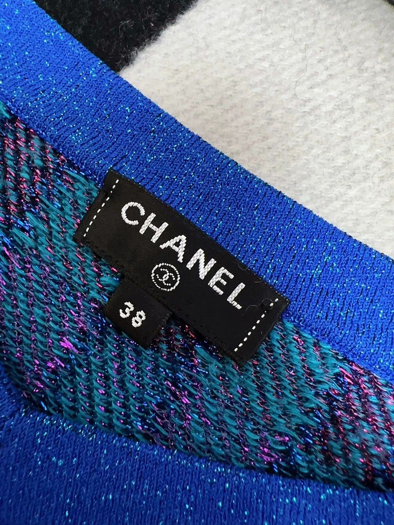 Chanel Chanel Blue mixed color braided V-neck long sleeves Size XS / US 0-2 / IT 36-38 - 6 Thumbnail
