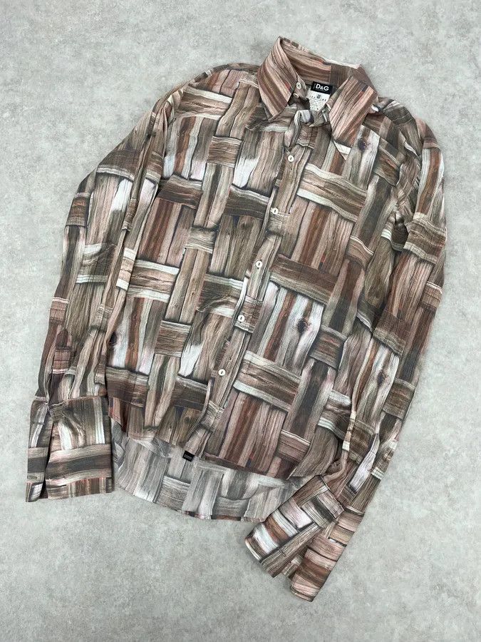 Dolce & Gabbana SS2002 Dolce & Gabbana Beige & Brown Abstract Shirt Size US L / EU 52-54 / 3 - 6 Thumbnail