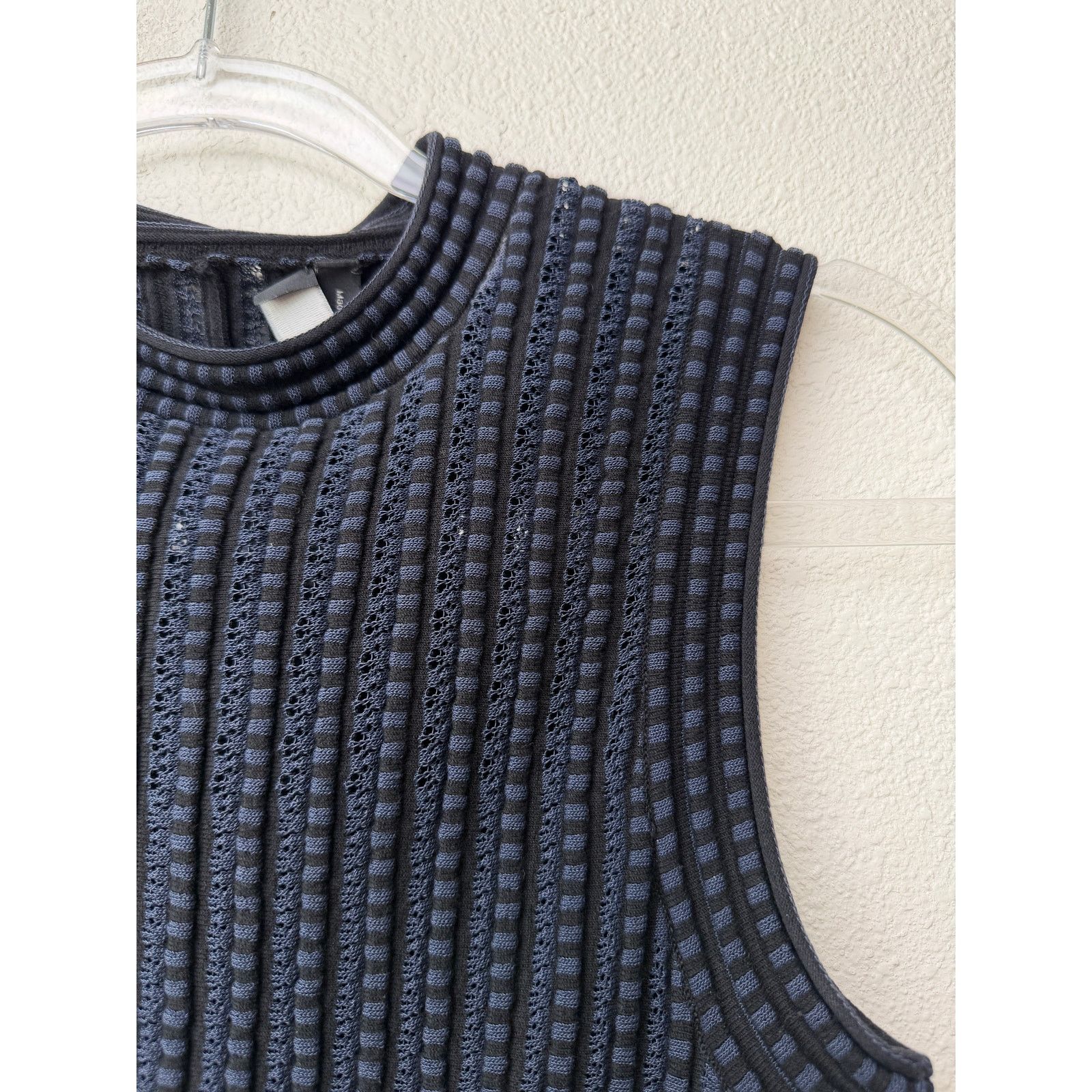 Theory Theory Black Blue Ribbed Sleeveless Mock Neck Knit Top US S Size S / US 4 / IT 40 - 6 Thumbnail