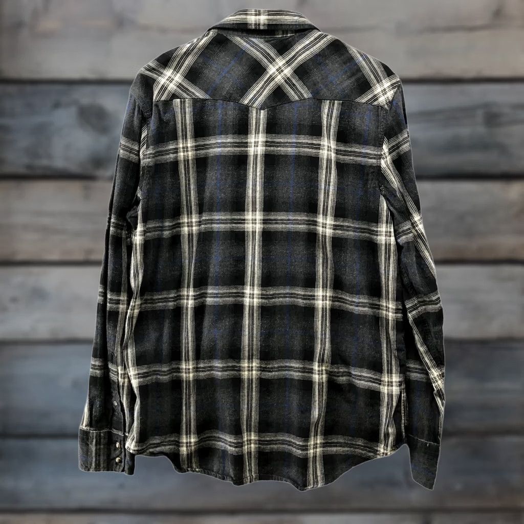 American Eagle Outfitters VINTAGE American Eagle Pearl Snap Flannel Shirt Mens L Plaid Gray Western Cotton Flannel Shirt Long Sleeve Button-Up Cowboy Western Mens L Gray Size US L / EU 52-54 / 3 - 1 Thumbnail