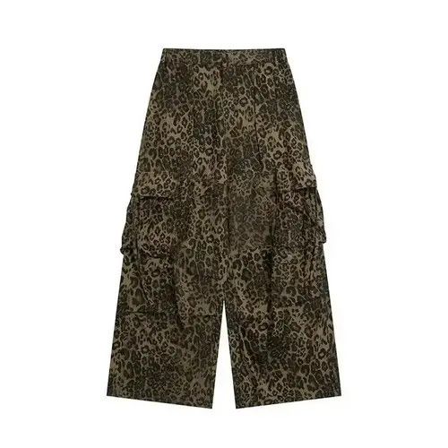 VIBE Leopard print parachute pleated cargo wide-leg pants Size US 32 / EU 48 - 5 Thumbnail
