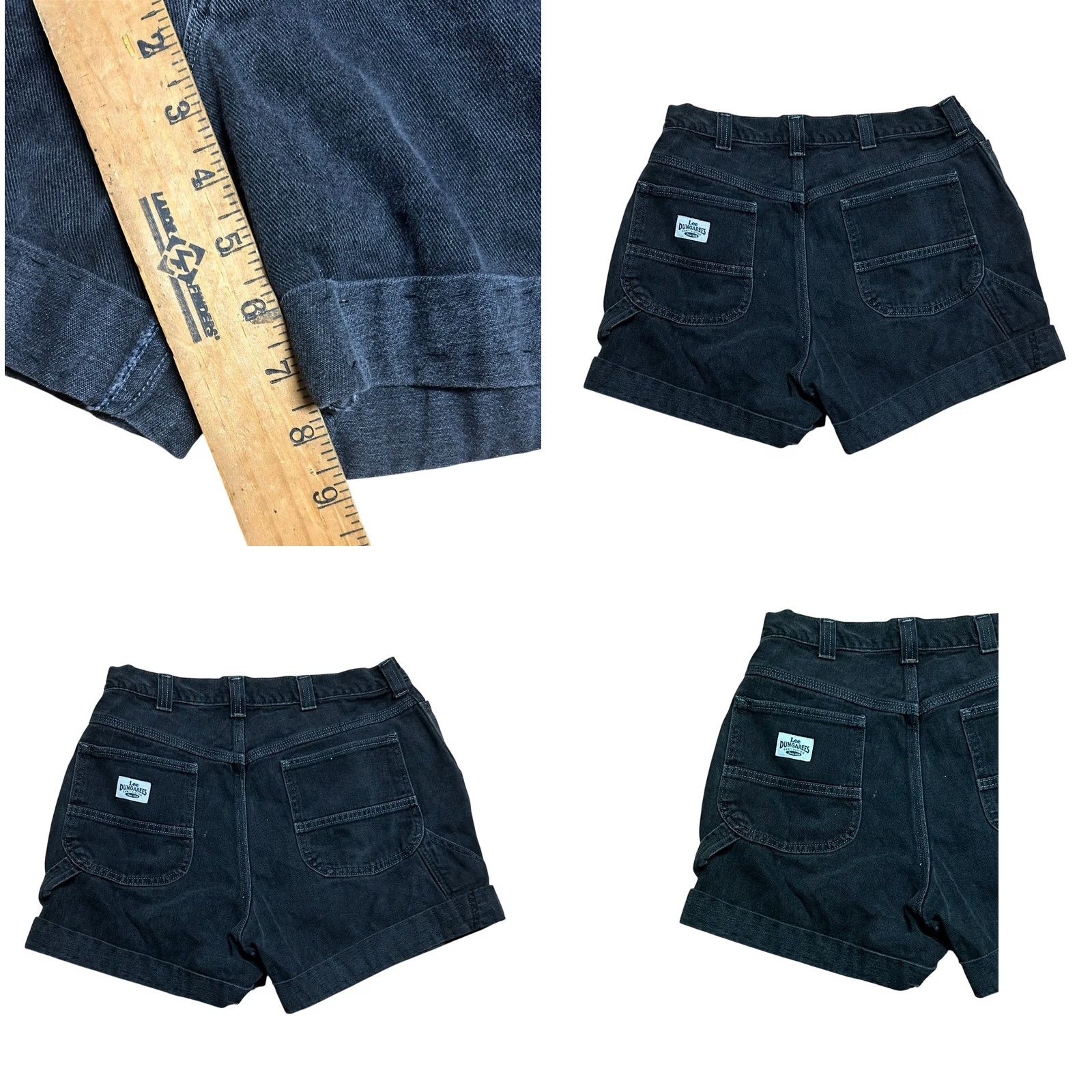 Lee Lee Dungarees Women's Vintage Black Carpenter Cargo Short Size 34 Y2K Jeans Size 25" / US 0 / IT 36 - 8 Thumbnail
