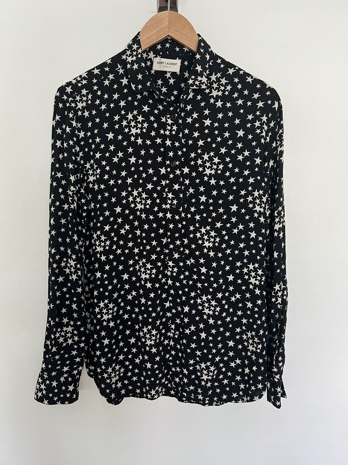 image of Saint Laurent Paris Hedi Stars Shrit in Black, Men's (Size Medium)