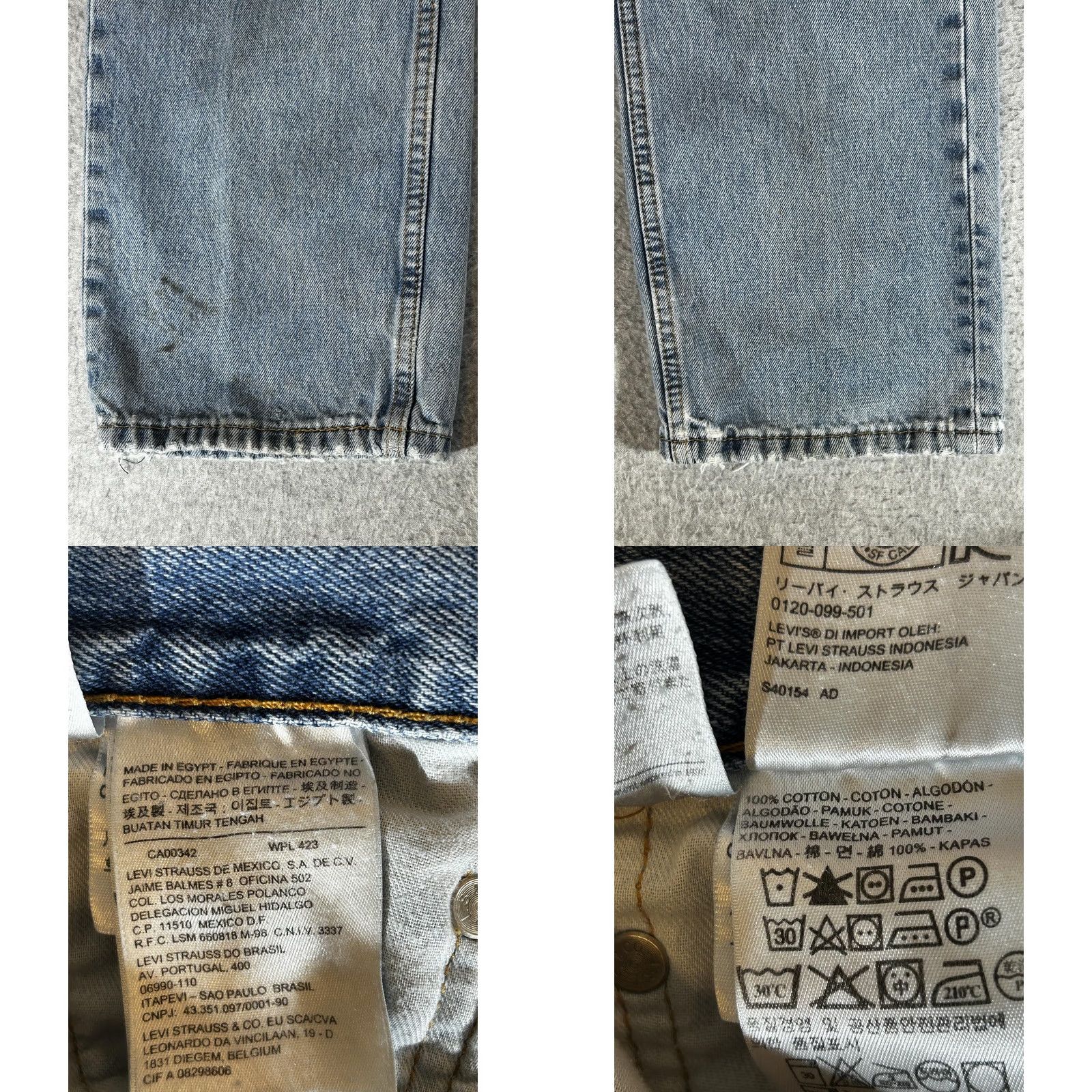 Levi's Levi's 505 Jeans Men 33x34 Regular Fit Straight Light Blue Denim Pockets Zip Fly Size US 33 - 8 Thumbnail