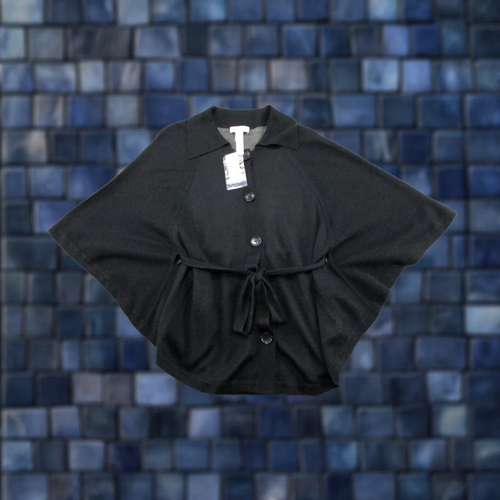 Loft LOFT Wool Blend Button Up Poncho Sweater Black XS/S Belted NEW Women Cardigan Knit Winter Fall Size XS / US 0-2 / IT 36-38 - 1 Thumbnail