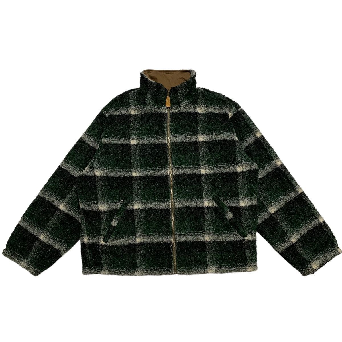 image of Vintage Woolrich Reversible Tartan Jacket in Green/Brown, Men's (Size Large)