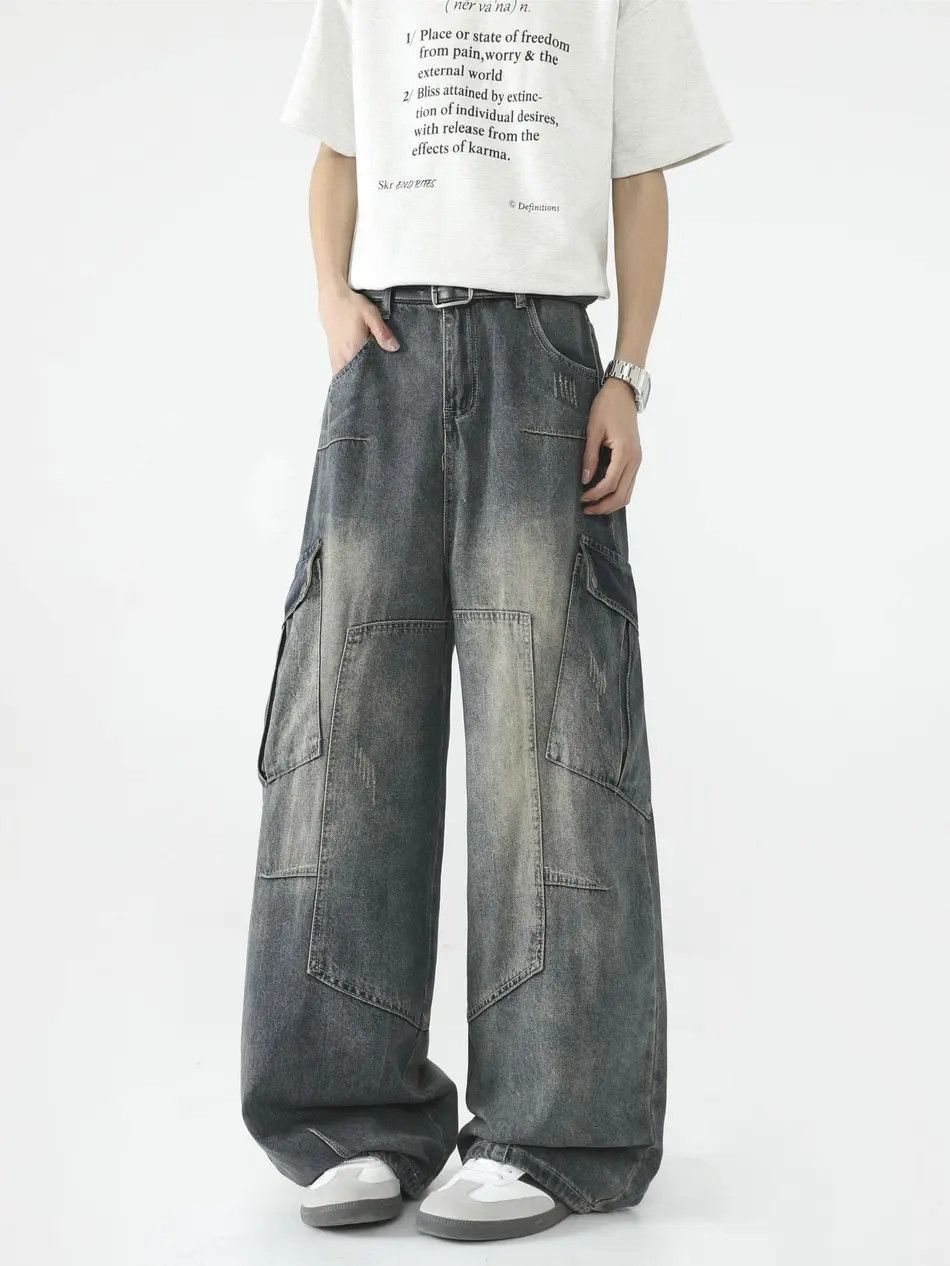 Japanese Brand Retro loose wide leg pocket jeans Size US 32 / EU 48 - 2 Thumbnail