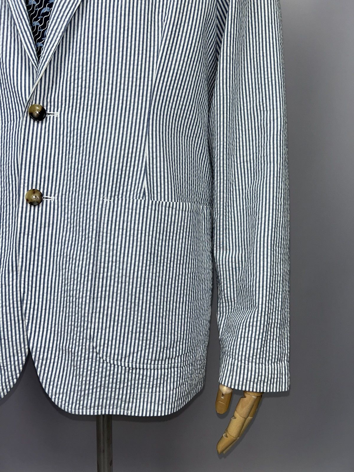 Designer × Lardini LARDINI Egama Striped Cotton Unlined Blazer Jacket Size EU56 Size 46R - 9 Thumbnail