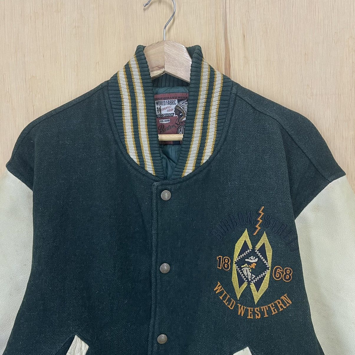 Big John Vintage 90s Burbon Street Big Logo Varsity Sleeve Leather Size US M / EU 48-50 / 2 - 7 Thumbnail