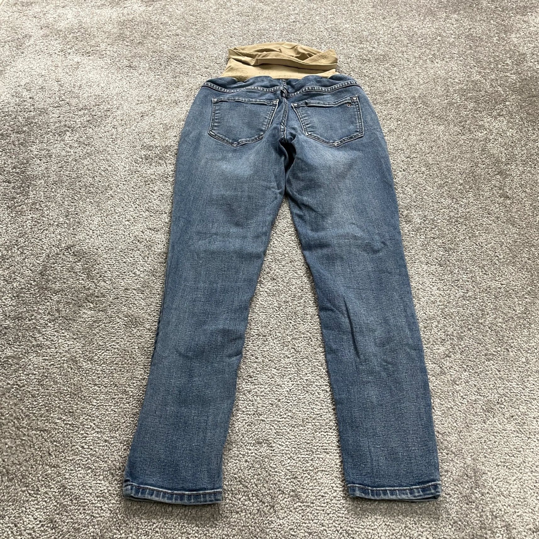 Denime Maternity Skinny Jeans Womens 28x27 Blue Medium Wash Mid Rise Pull On 5-Pocket Cotton Blend Size 28" / US 6 / IT 42 - 2 Thumbnail