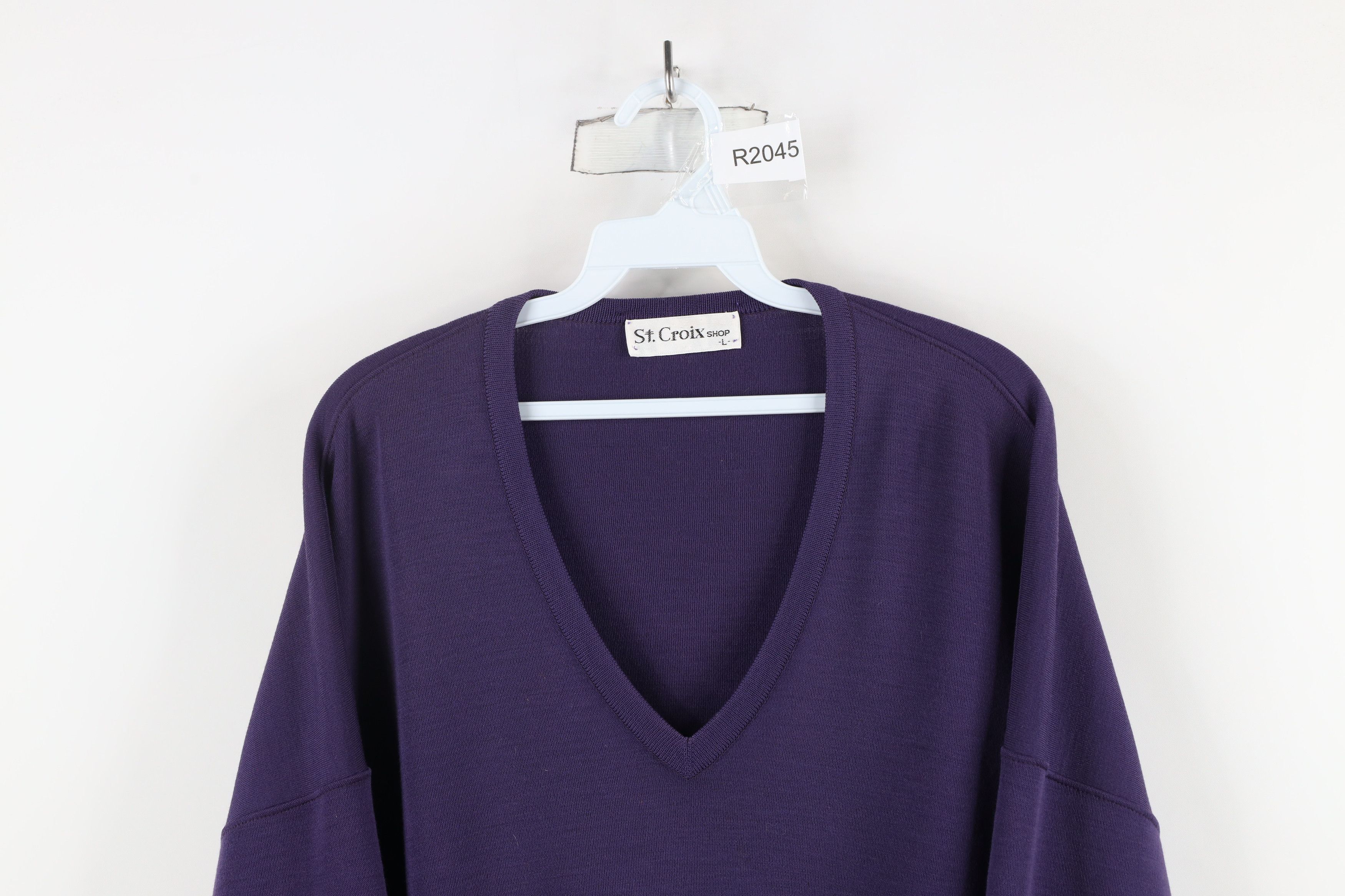 St. Croix × Vintage Vintage 90s St Croix Wool Knit V-Neck Sweater Purple USA Size US L / EU 52-54 / 3 - 2 Thumbnail