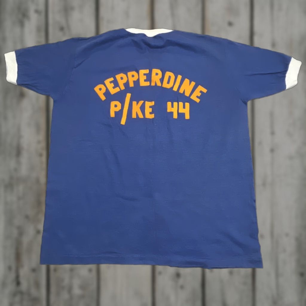 Vintage VINTAGE Pepperdine University “Bruce” Sports Ringer T Shirt XL Blue Men Size US XL / EU 56 / 4 - 1 Thumbnail