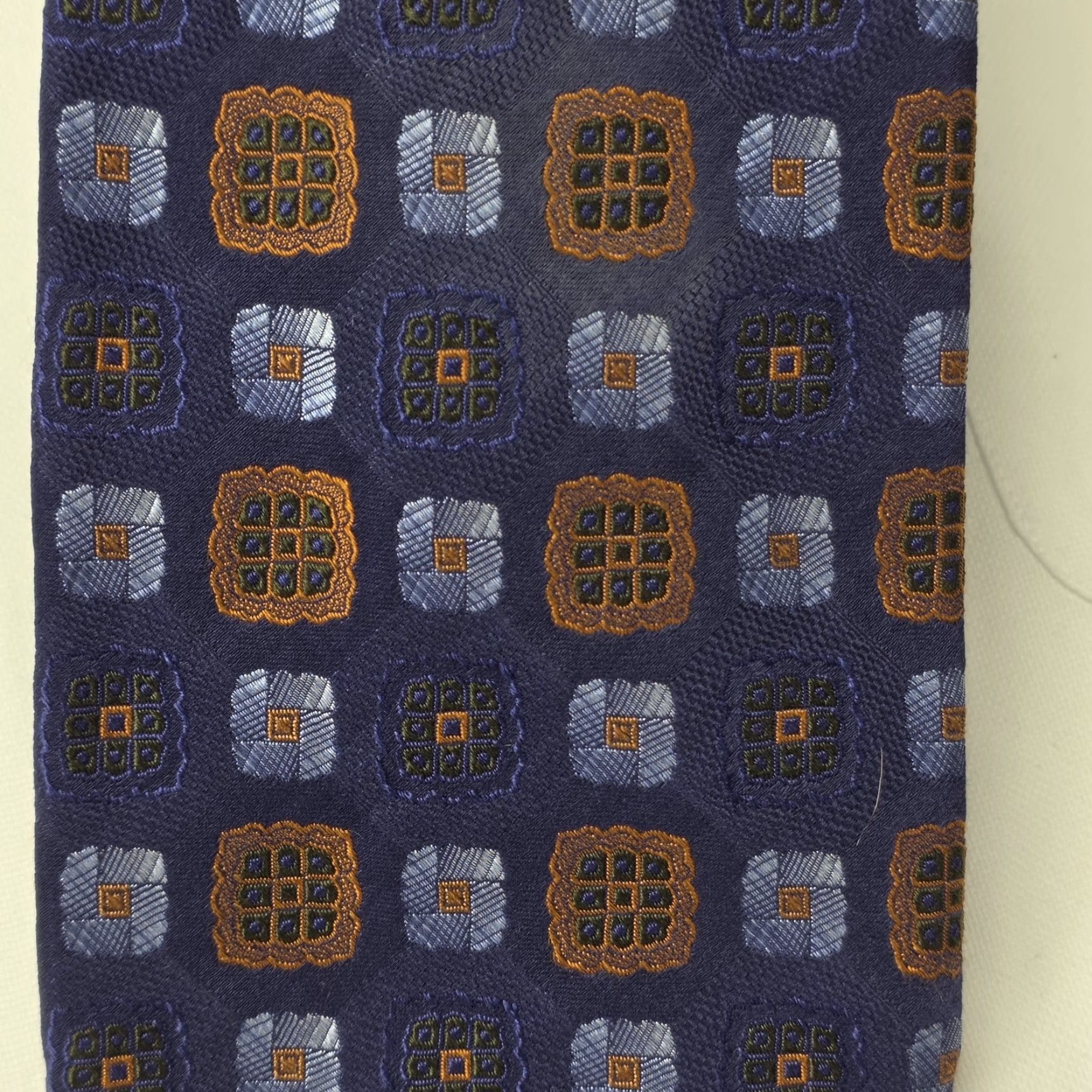 Robert Talbott VINTAGE Robert Talbott Necktie Blue Geometric Silk Designer Preppy Best of Class USA Tie Mens Size ONE SIZE - 2 Thumbnail