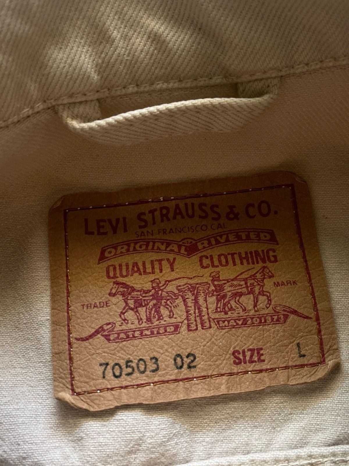 Levi's Levi’s 70503 02 Sz L Denim Jacket Beige Vintage 1997 Rare Size US L / EU 52-54 / 3 - 8 Thumbnail
