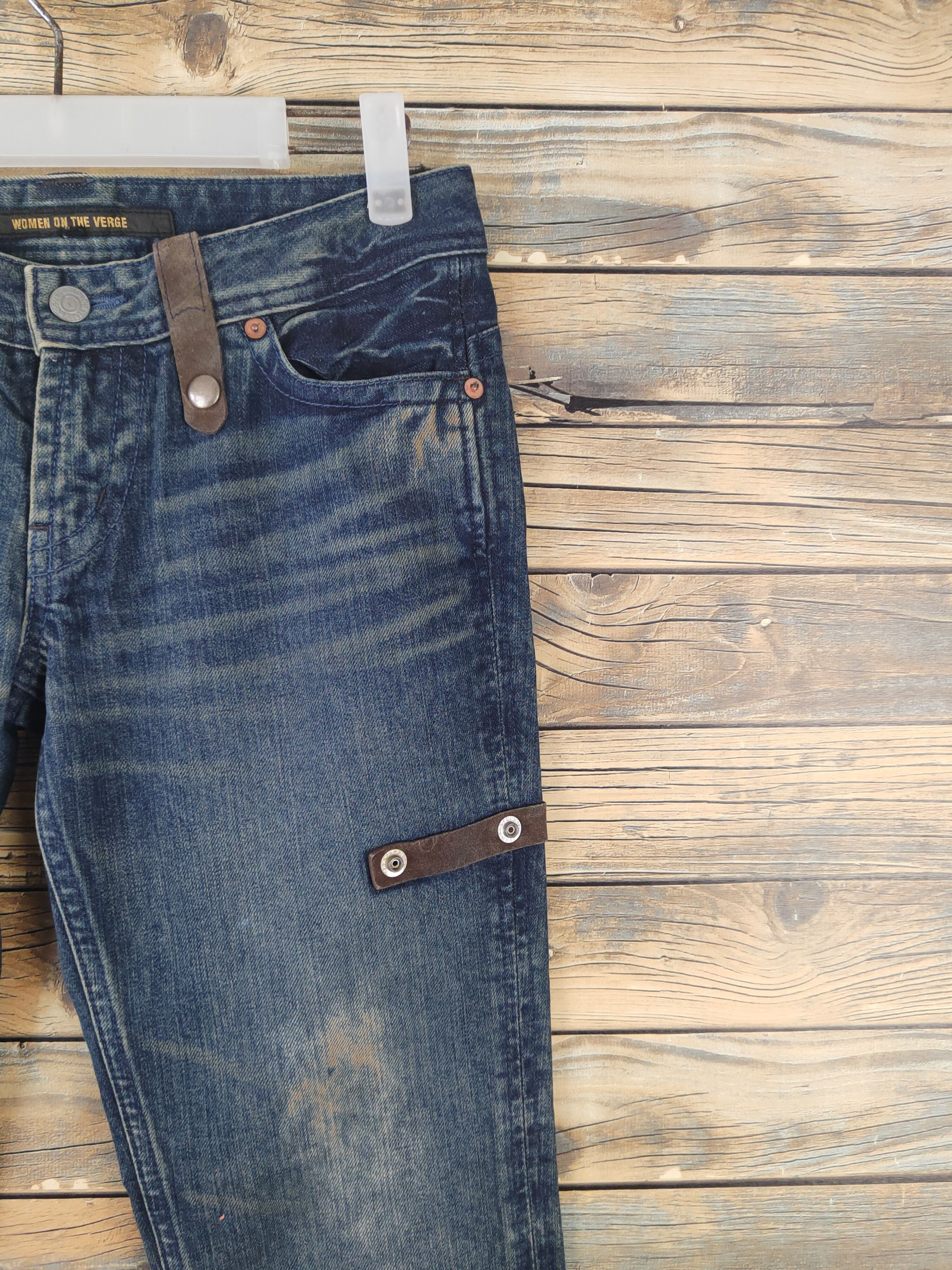 Japanese Brand DL Woman on The Verge Dark Blue Ripped denim Jeans #622 Size 28" / US 6 / IT 42 - 5 Thumbnail