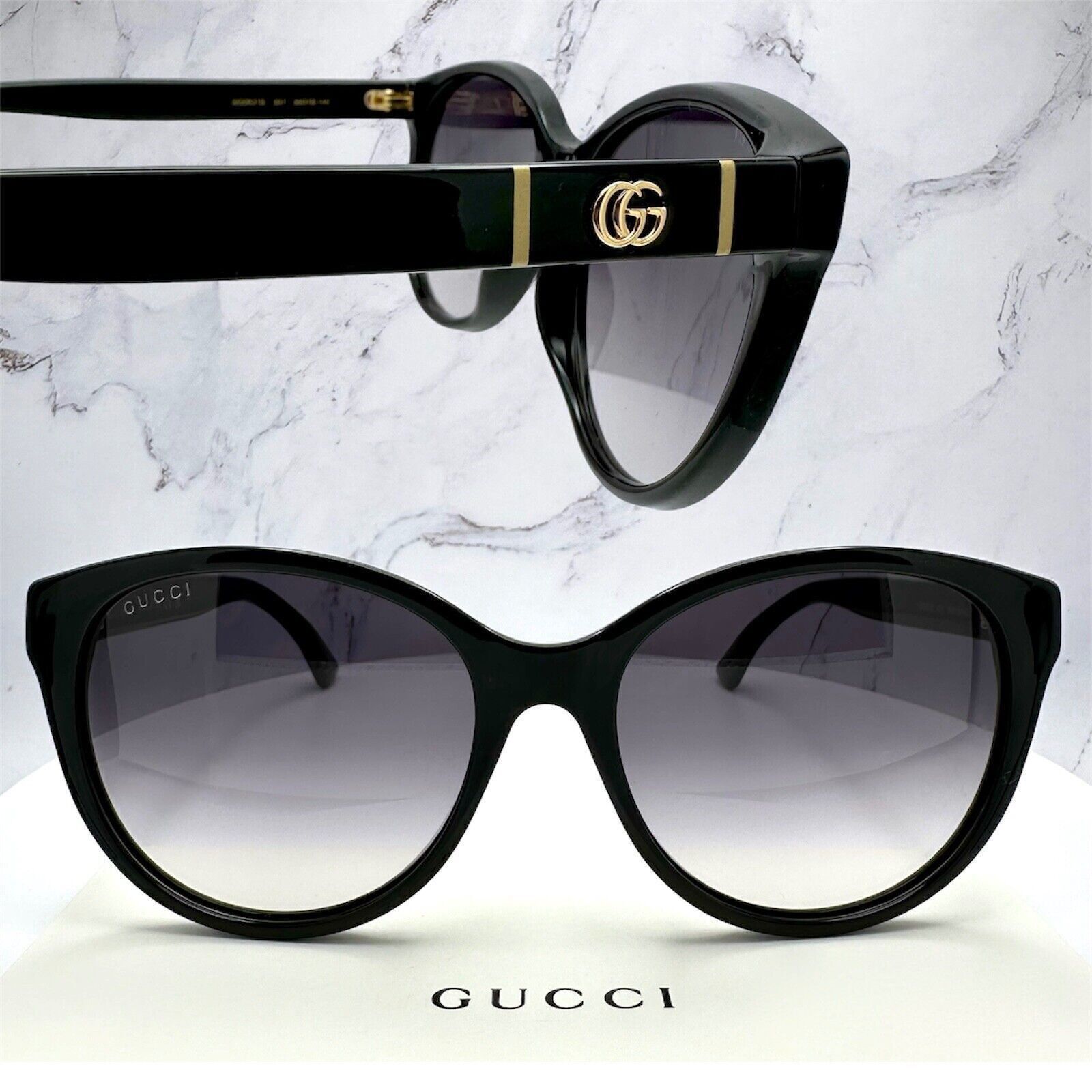 Gucci New Gucci Sunglasses Black Acetate Round Gold Metal GG Logo Size ONE SIZE - 22 Thumbnail