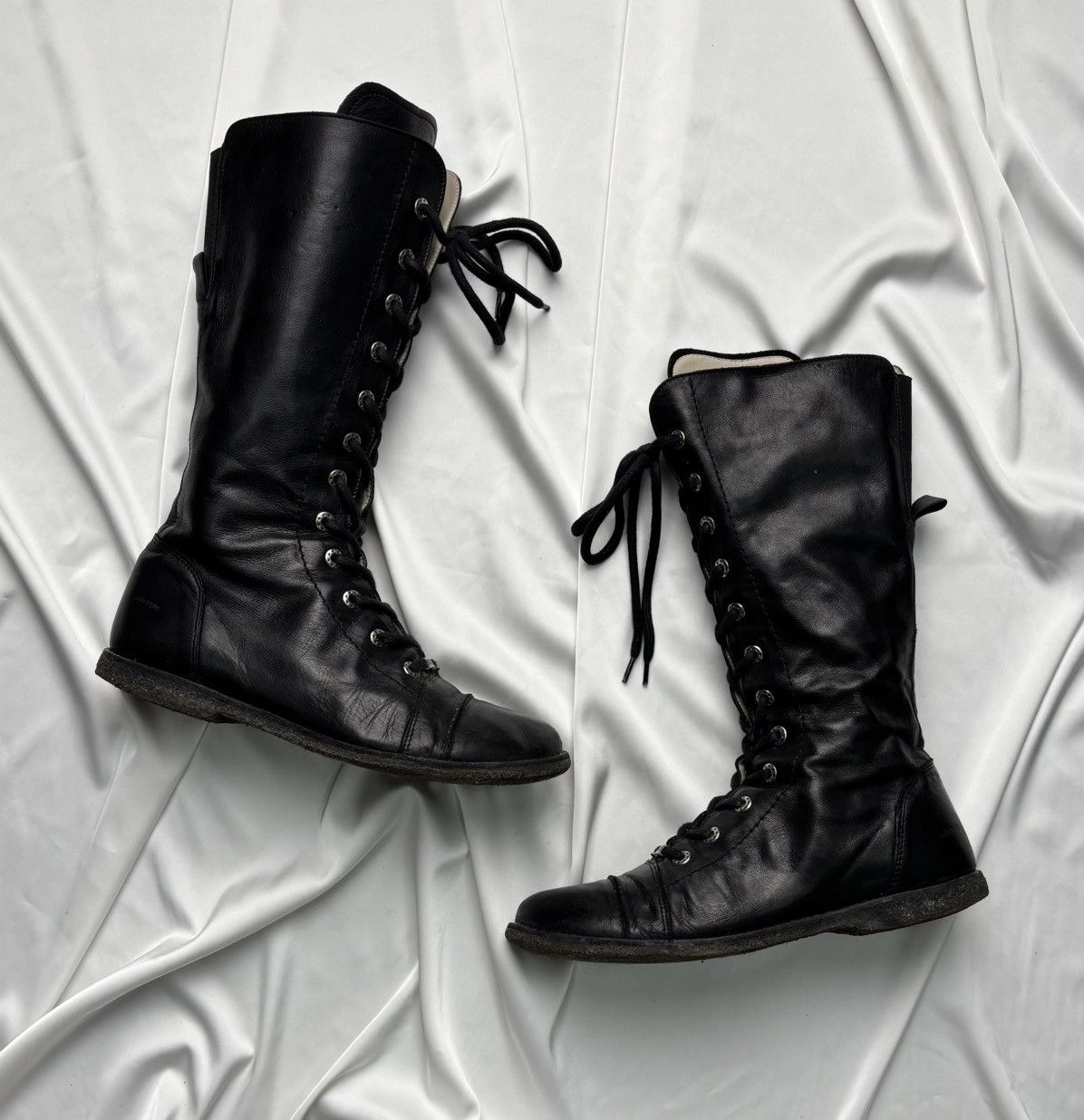 Vintage Vintage leather gothic streetwear lace up boots Size US 8 / EU 41 - 1 Thumbnail
