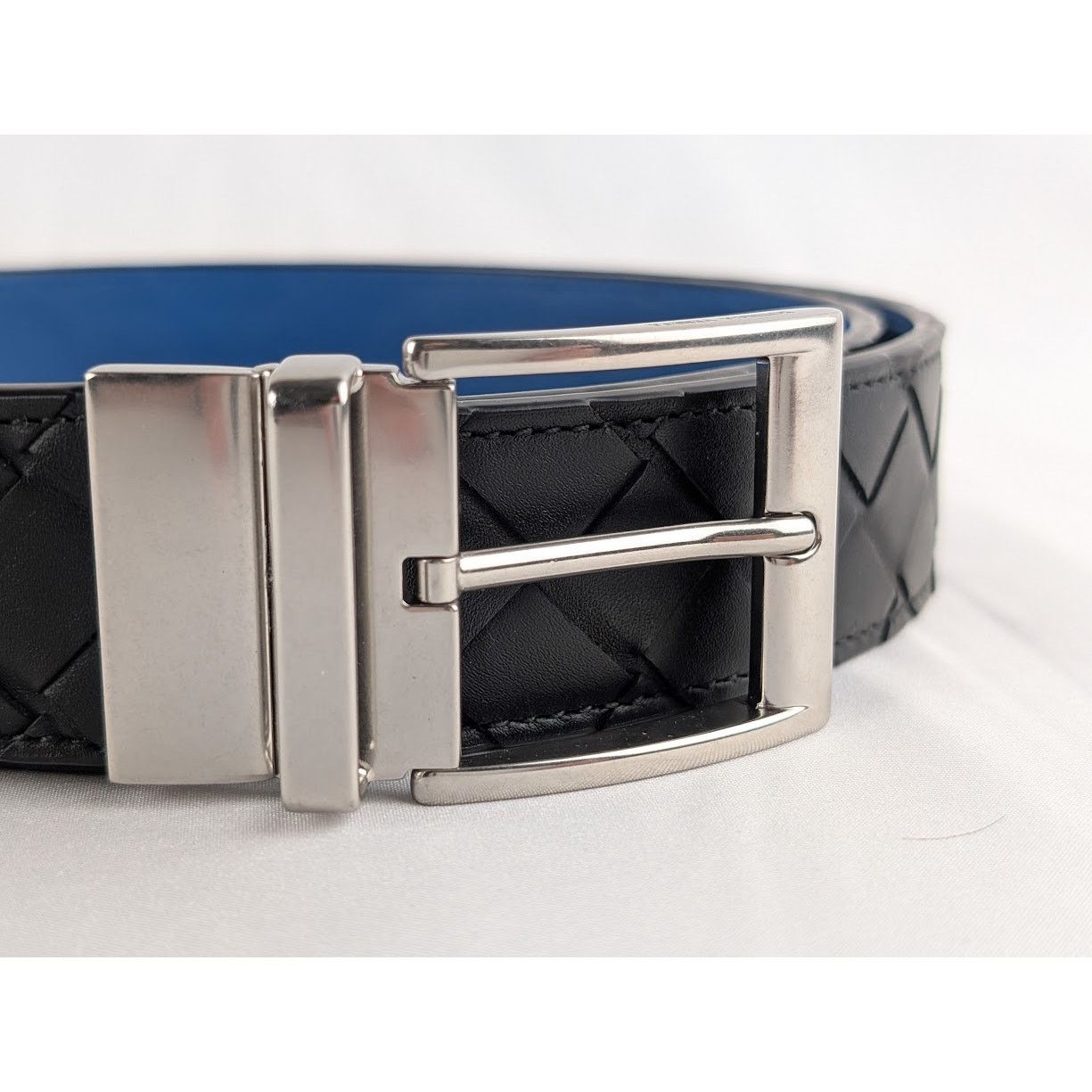 Bottega Veneta o1rshd1 Size: 110 / Intrecciato Belt in Nero / Silver Size 44 - 1 Thumbnail