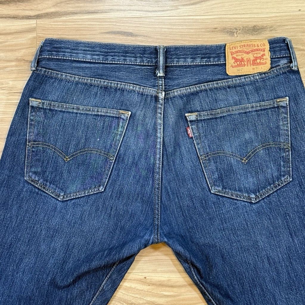 Levi's Levi’s 501 Original Fit Jeans Mens 36x29 Dark Blue Straight Size US 36 / EU 52 - 3 Thumbnail