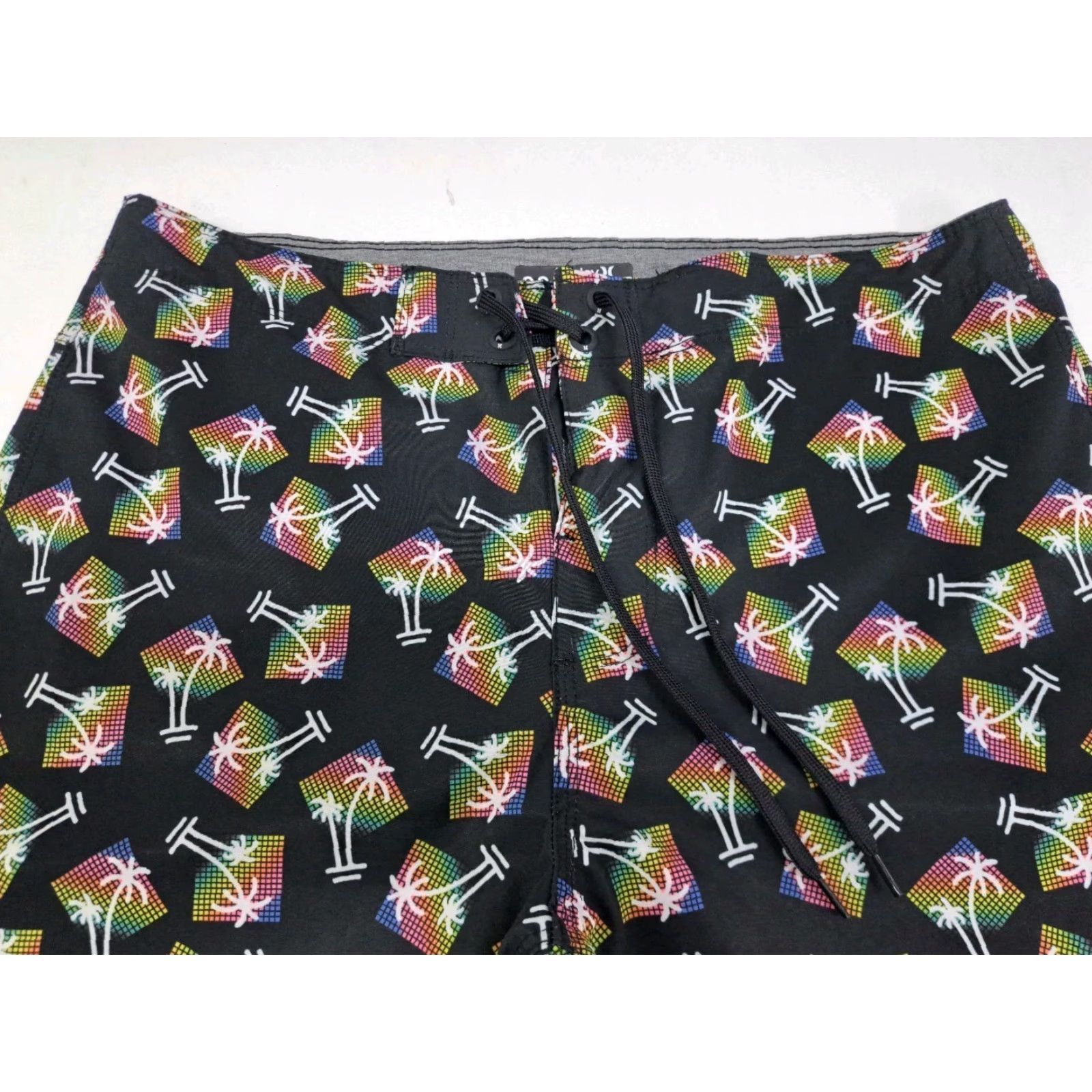 Hurley Hurley Mens Board Shorts Black/Multicolored Palm Trees 32 Quick Dry Stretch Drawstring Back Pocket Surfing Beach Gomer Tropical Regular Mens Size US 32 / EU 48 - 3 Thumbnail