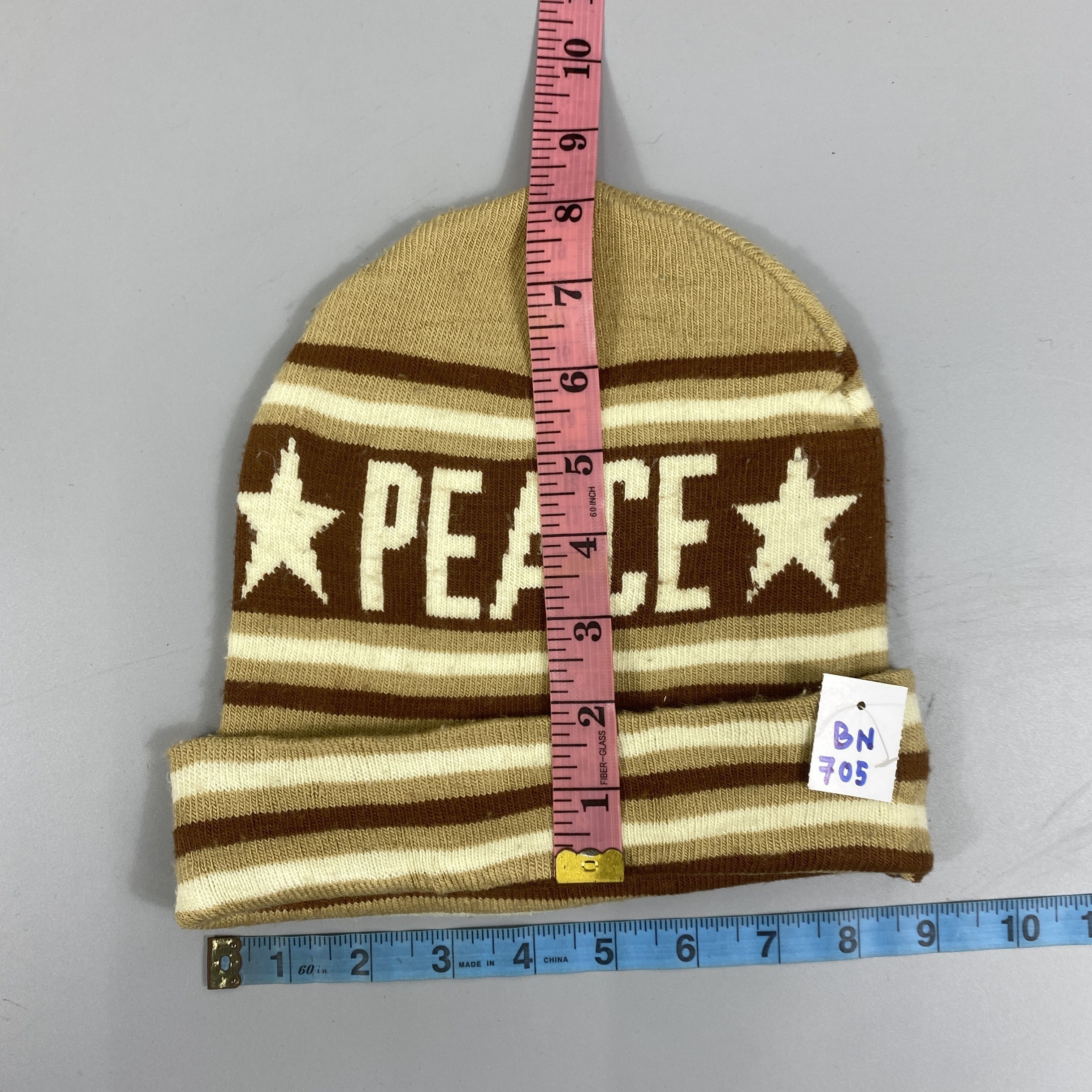 Japanese Brand Peace Stripped Beanie -BN705 Size ONE SIZE - 6 Thumbnail