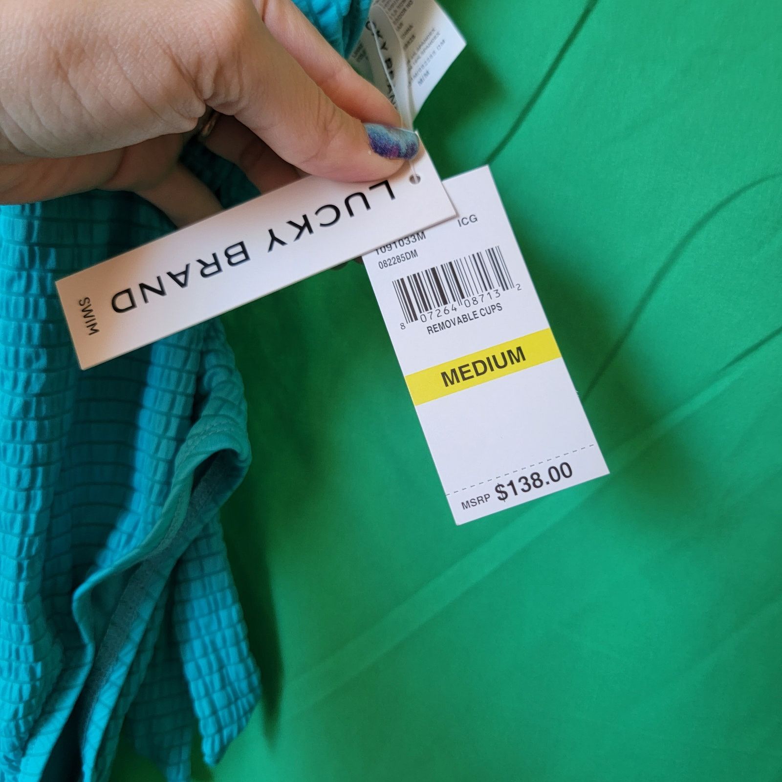 Lucky Brand Teal Wave Lace-Up Deep V-Neck One Piece Swimsuit Size Medium Size ONE SIZE - 8 Thumbnail