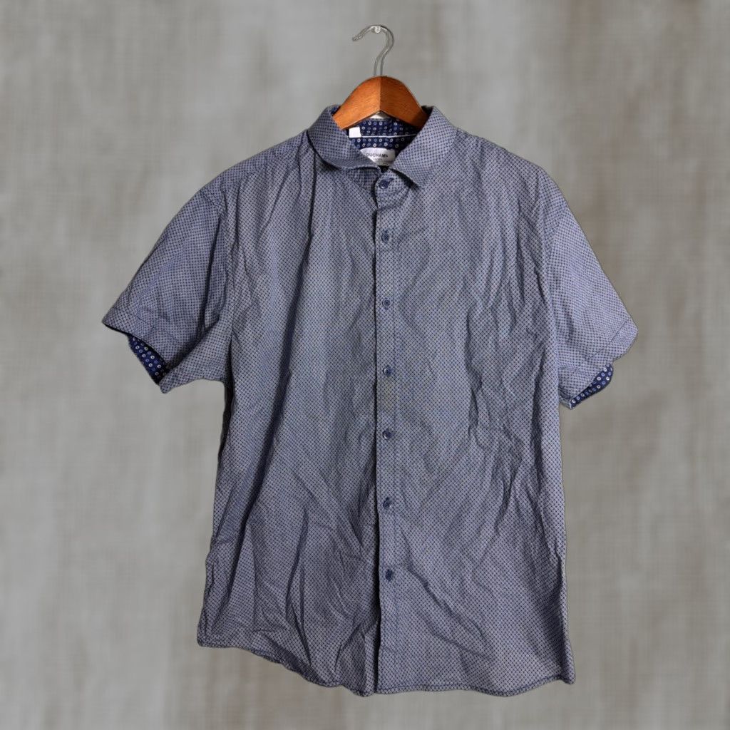 Vintage **Duchamp London Men's XL Blue Geometric Button-Up Shirt** User: Duchamp London Men's XL Blue Geometric Button-Up Shirt Size US 36 / EU 52 - 1 Thumbnail