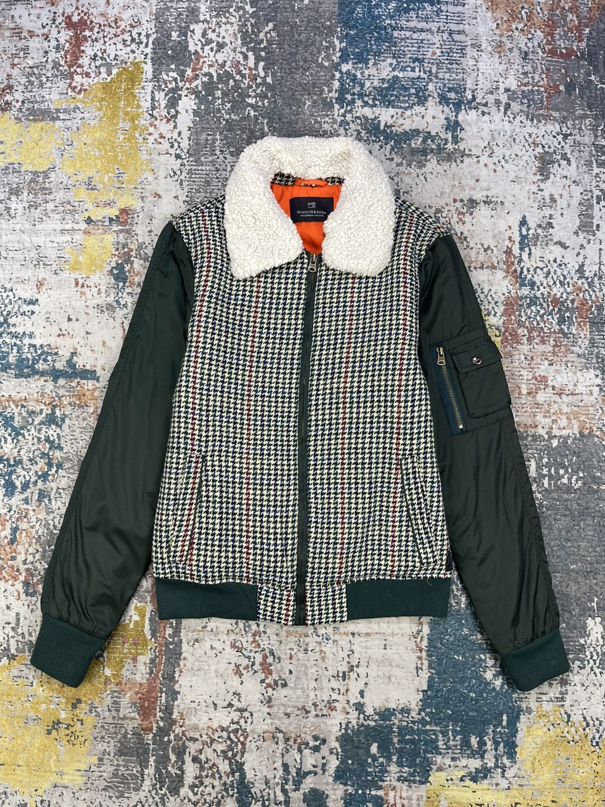 Scotch & Soda Scotch & Soda Houndstooth Boa Bomber Jacket Size US S / EU 44-46 / 1 - 2 Thumbnail