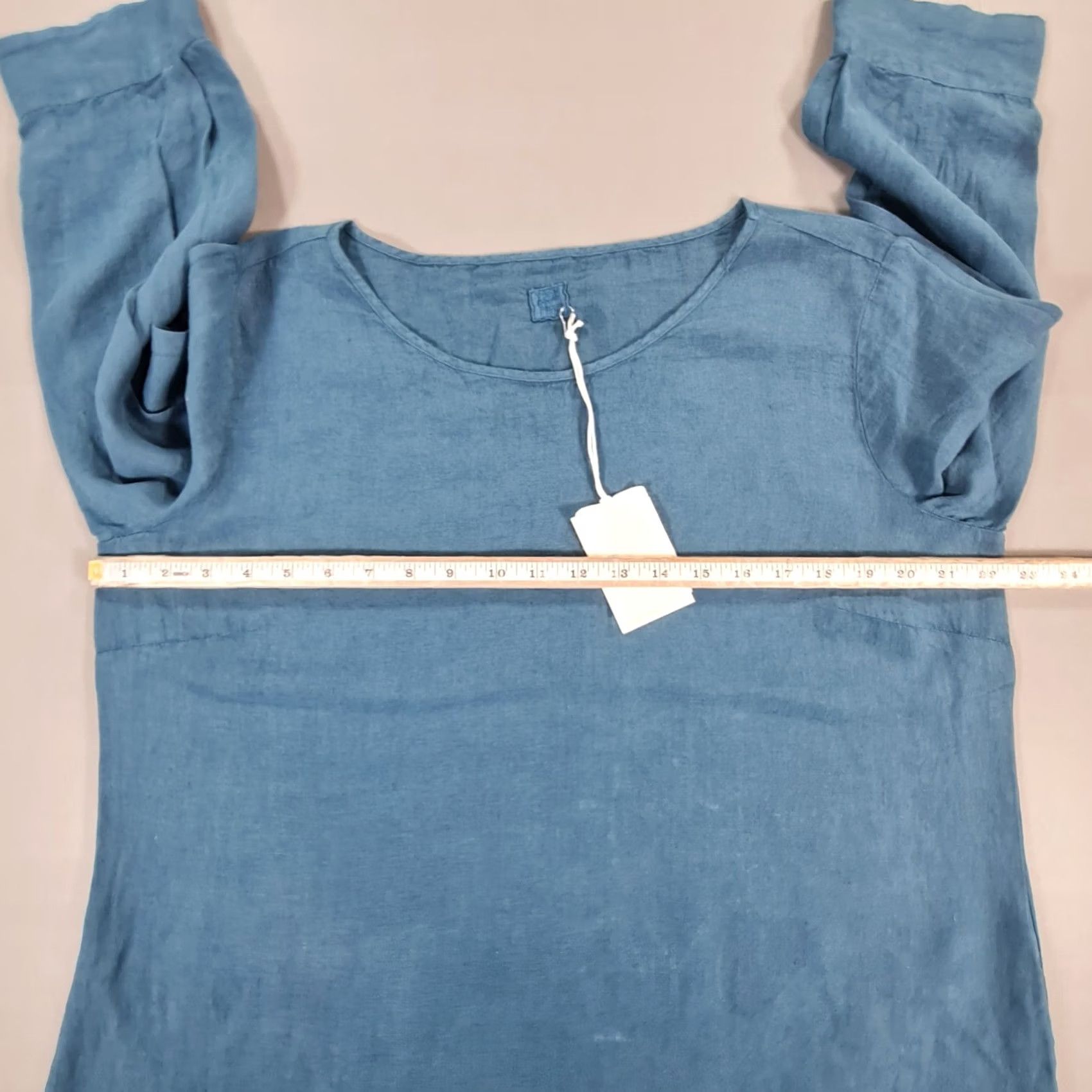 120% Lino VINTAGE 120% Lino Dress Blue Knee Length Linen 48 Womens Summer Casual Boat Neck 3/4 Sleeve Size XL / US 12-14 / IT 48-50 - 5 Thumbnail