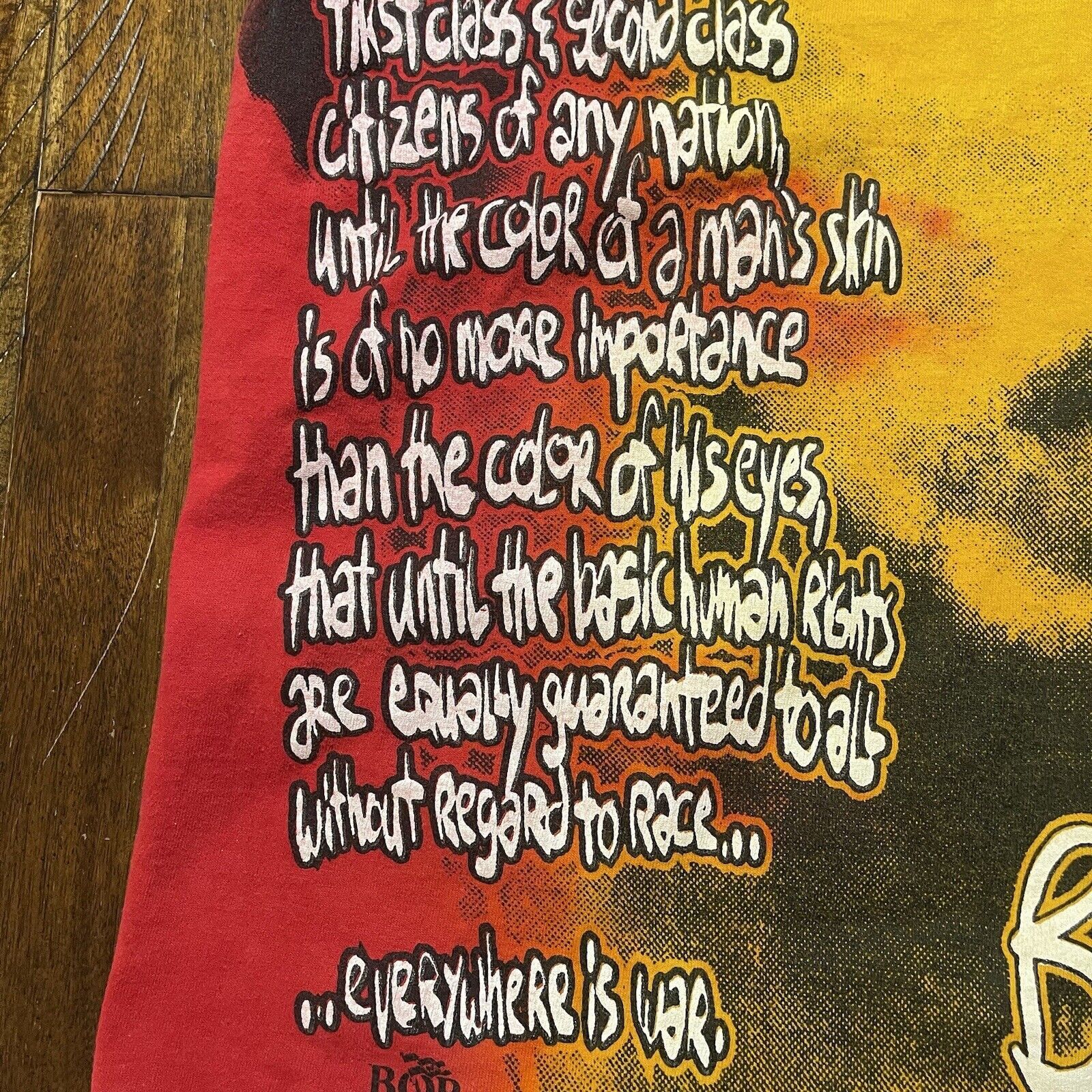 Fruit Of The Loom Vtg Rare Bob Marley T-Shirt XL AOP 90s War Quote Tie Dyed Size US XL / EU 56 / 4 - 5 Thumbnail