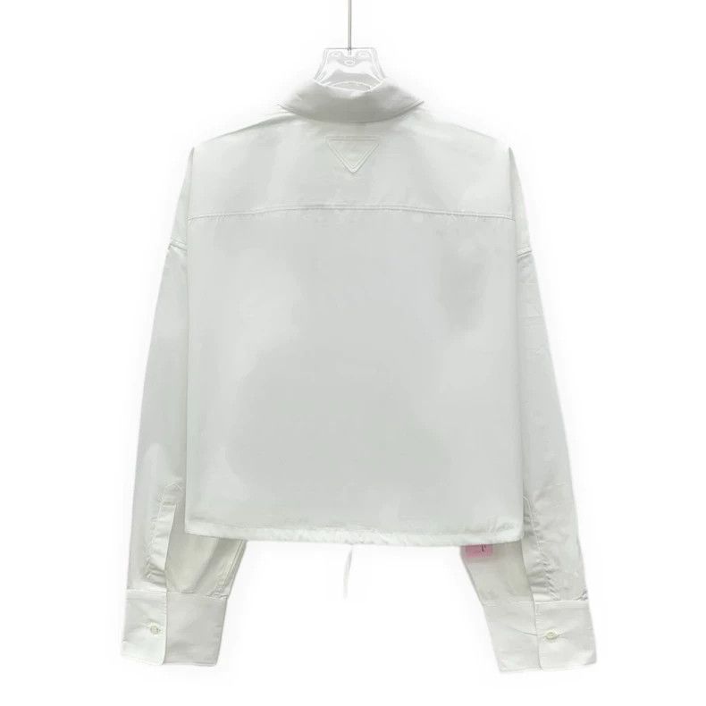 Prada Prada 24 white cotton lapel single-breasted long-sleeved sh Size US XXS / EU 40 - 2 Thumbnail