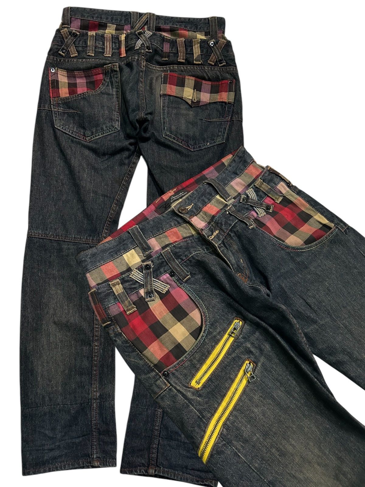 Rare Dominate Double Waist Grunge Punk Style Denim Jeans 🎌☠️☠️