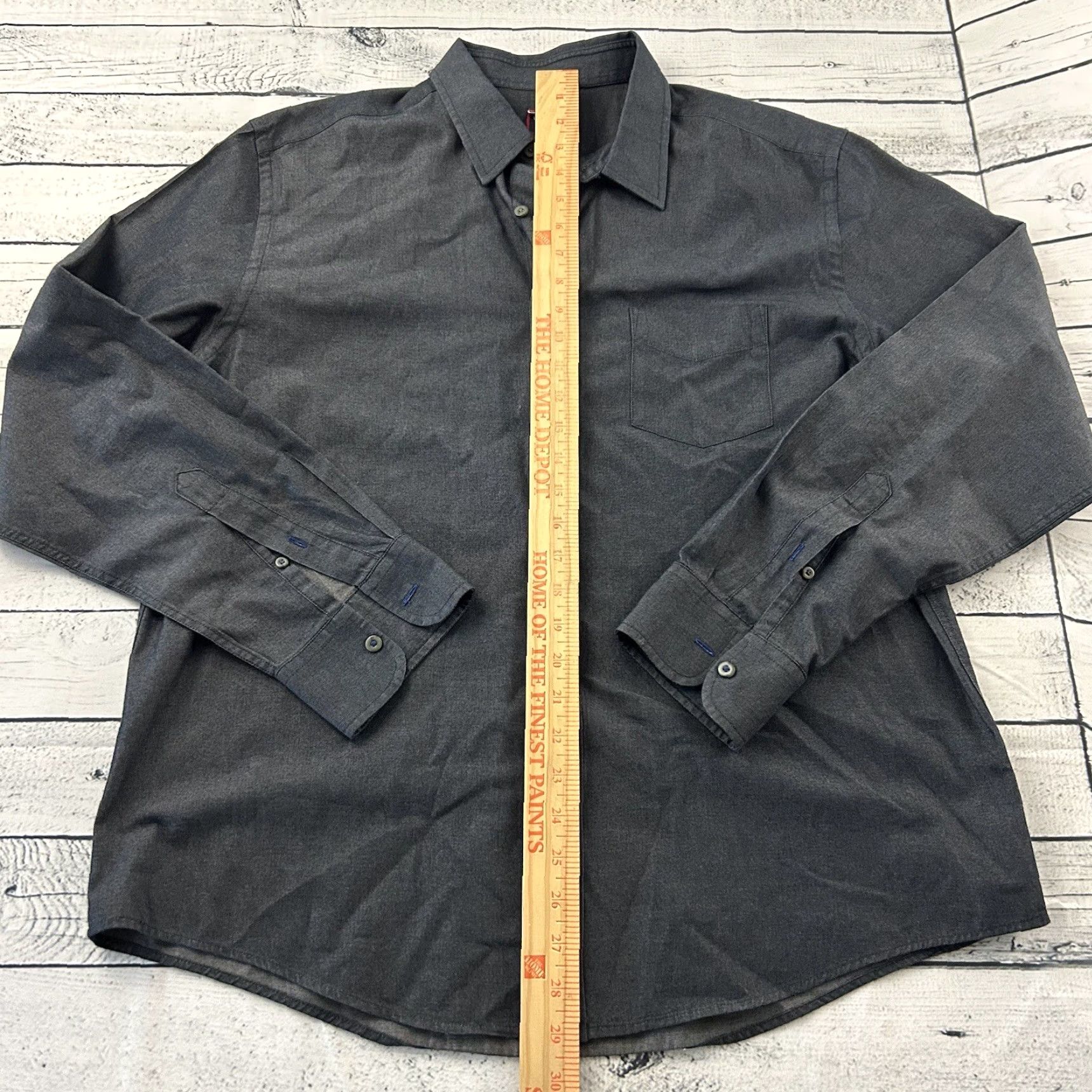 UNTUCKit UNTUCKit Long Sleeve Button-Up 100% Cotton Shirt Men XL Dark Gray Size US XL / EU 56 / 4 - 3 Thumbnail