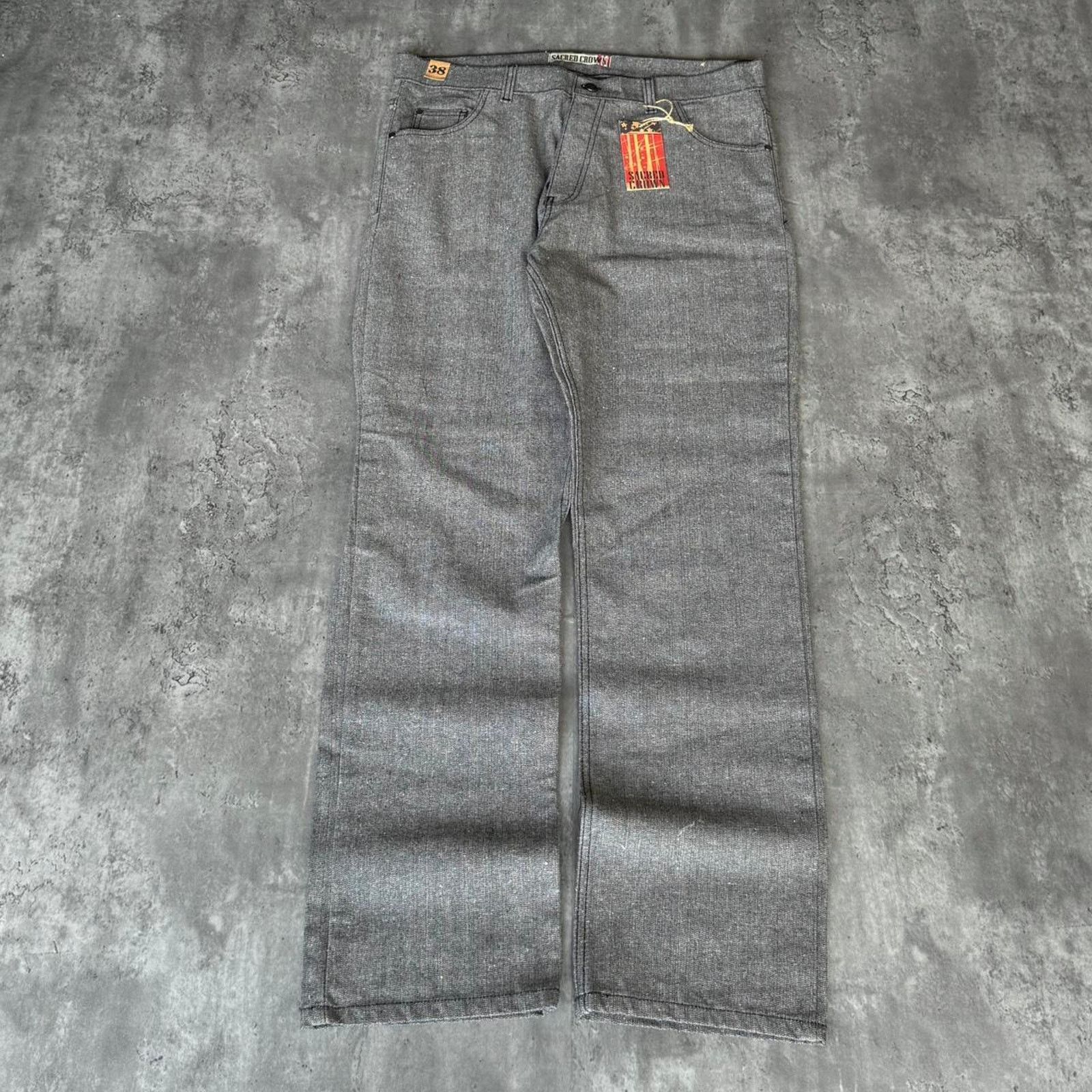 JNCO × Japanese Brand × Vintage Vintage Y2K Sacred Crown Embroidered Opium Denim Jeans Size US 38 / EU 54 - 2 Thumbnail