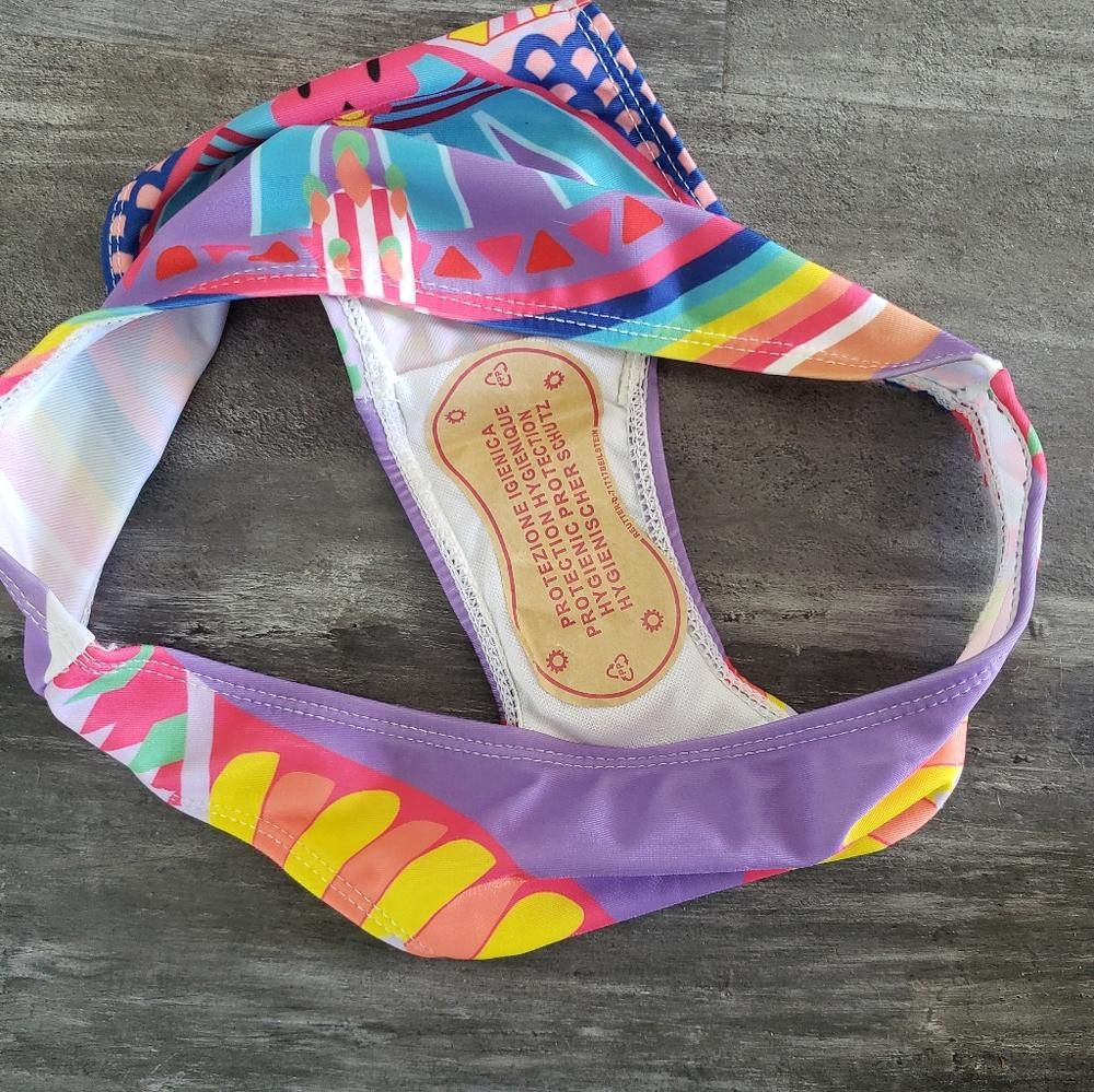 Designer Colorful Detailed High Neck Bikini Set Size ONE SIZE - 3 Thumbnail