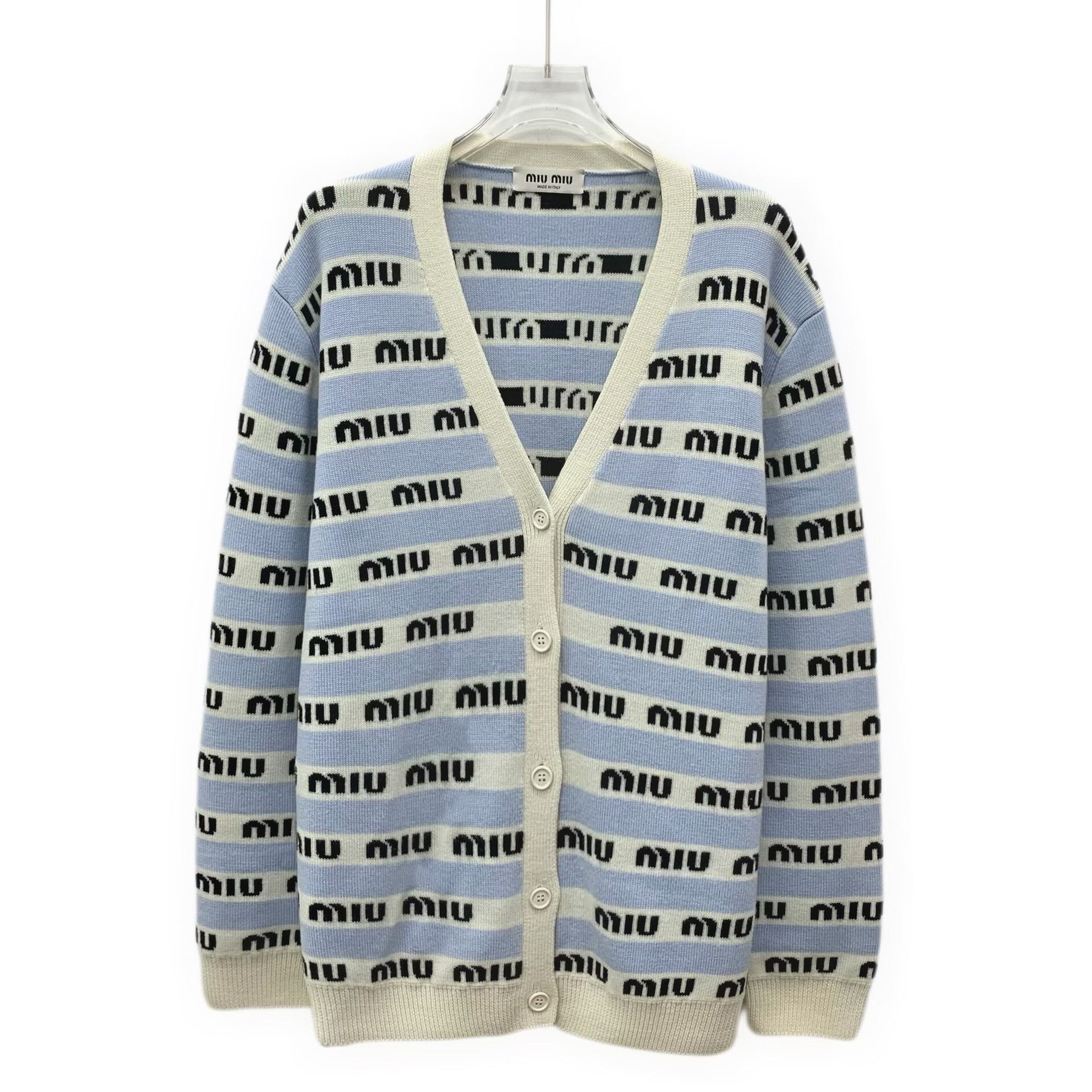 Miu Miu Miu Miu Retro Striped Blue Sweater L Women Size L / US 10 / IT 46 - 1 Thumbnail