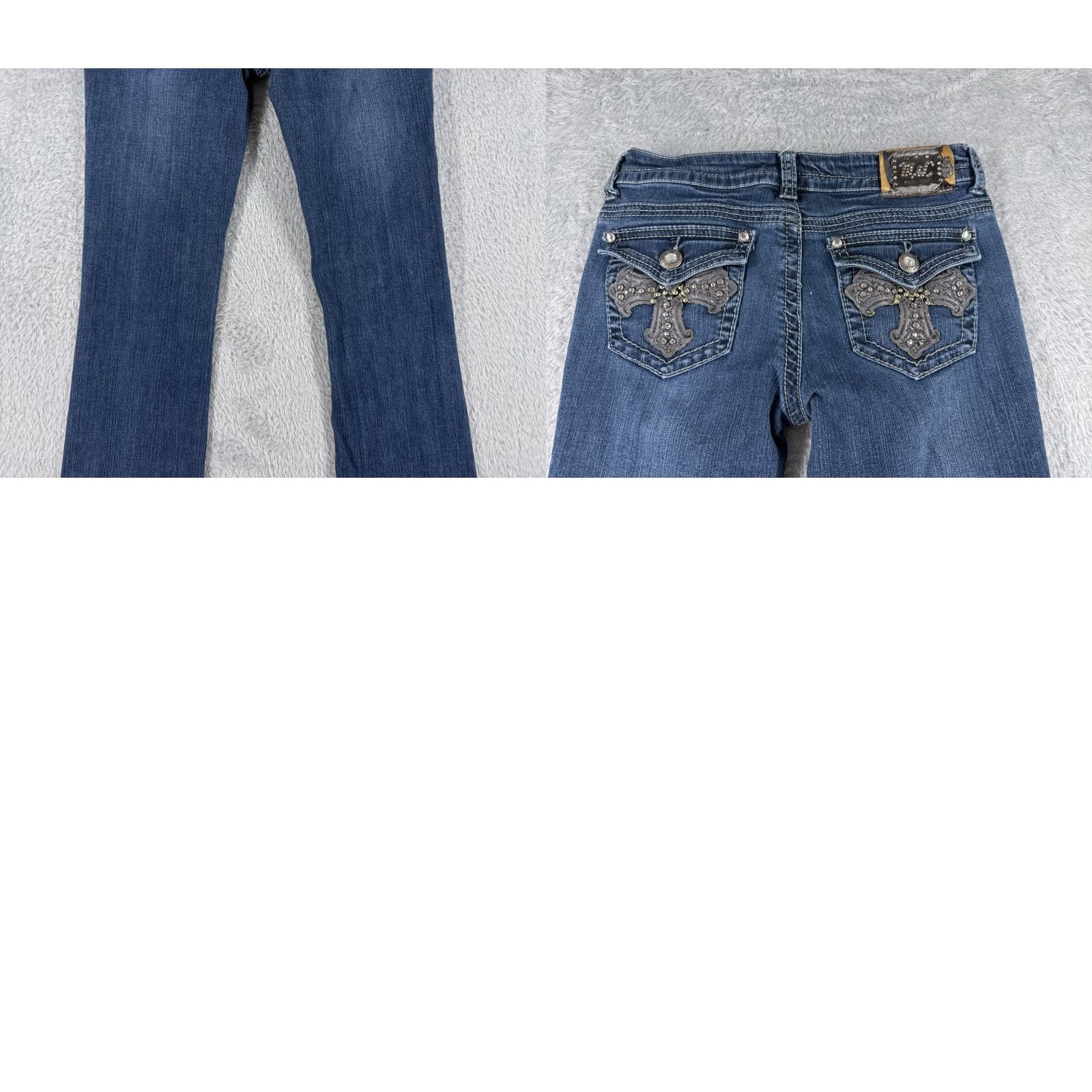 Vintage miss chic Jeans Women Bootcut Denim Blue 30x30 Pocket 5-Pocket Embellished Rhinestone Embroidered Mid Rise 30 Inseam Regular Stretch Size 36" / US 14 / IT 50 - 10 Thumbnail