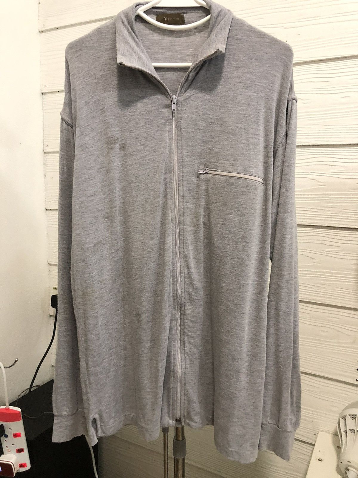 image of Vintage Yohji Yamamoto Y’S For Men Zipper Rayon Cardigan in Grey (Size Large)
