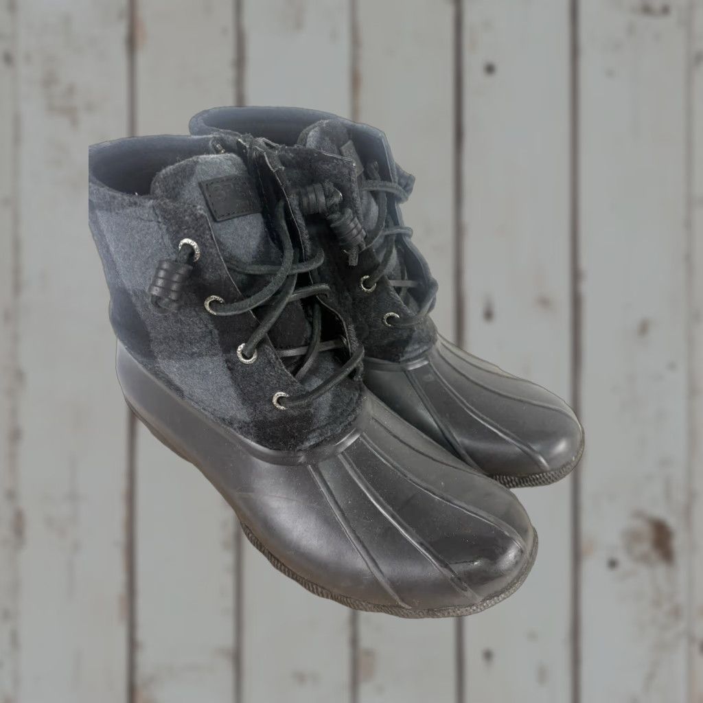 Sperry Sperry Top Sider Saltwater Check Black Fabric/Rubber Boots Womens 7.5M Size M / US 6-8 / IT 42-44 - 1 Thumbnail