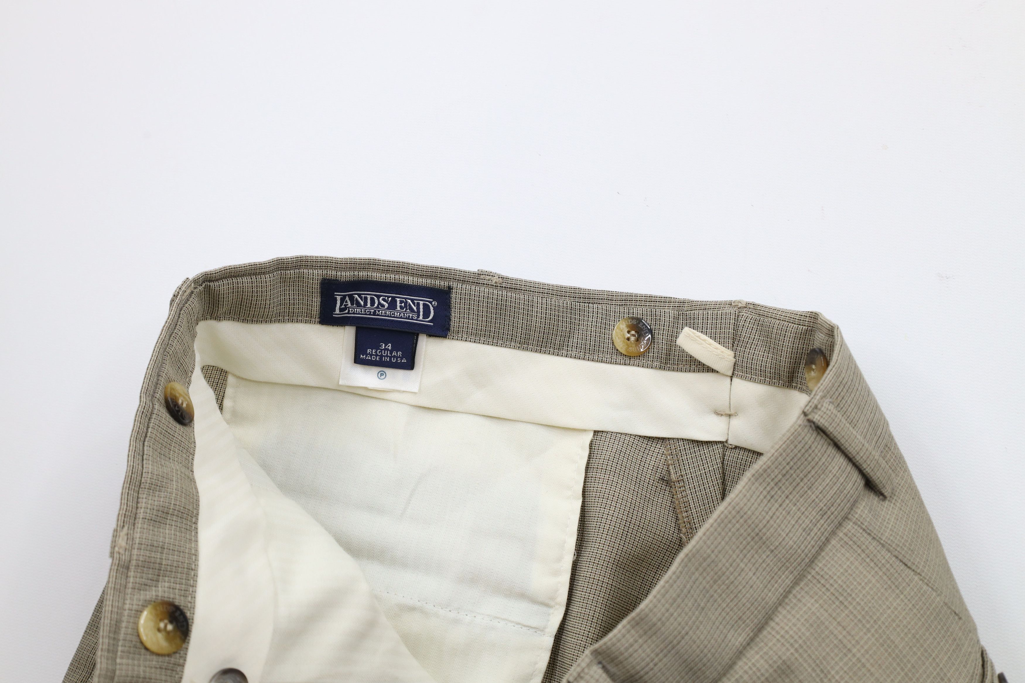 Lands' End × Vintage Vintage 90s Lands End Wool Pleated Cuffed Chino Pants USA Size US 34 / EU 50 - 7 Thumbnail