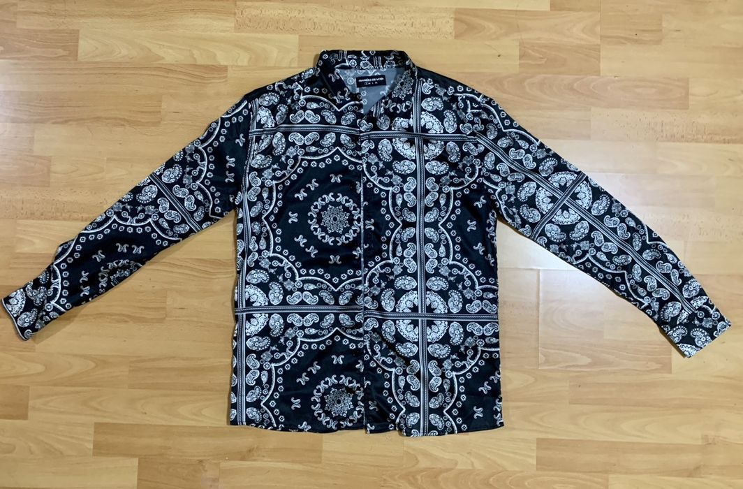 Maniere De Vior 🔥SOLD🔥 Baroque/Bandana Satin Shirt Black | Grailed